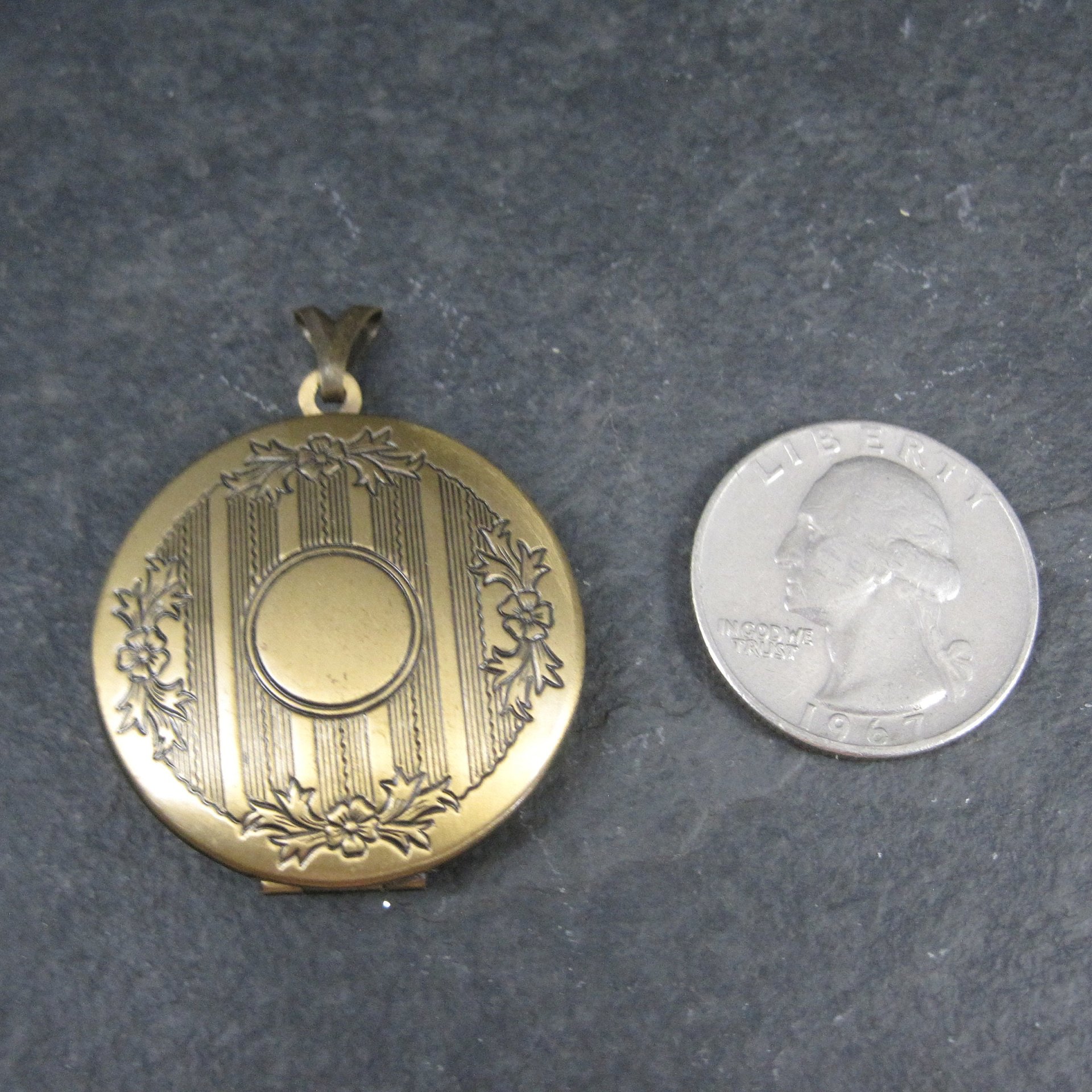 Round Vintage Brass Locket Pendant