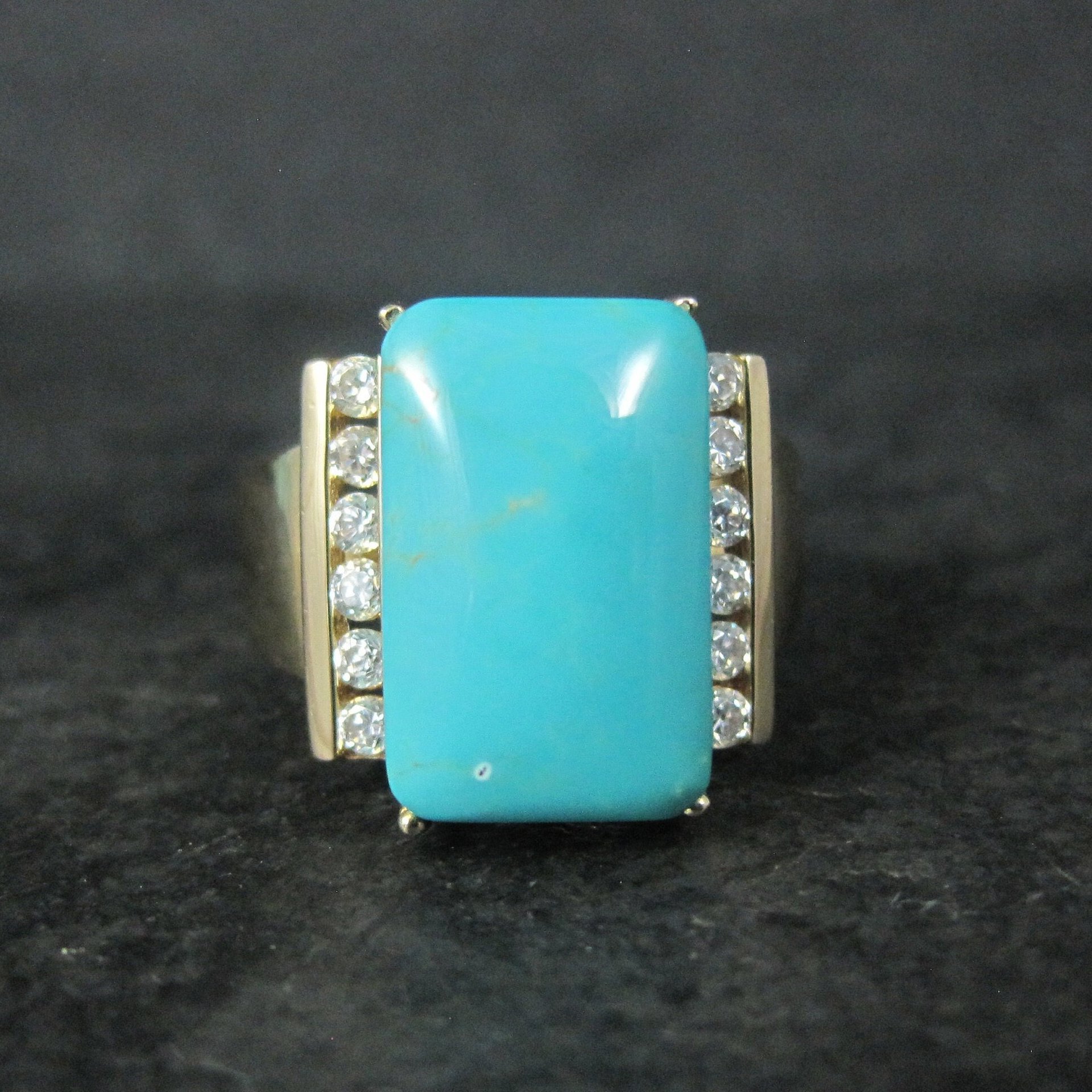 Estate Vermeil Sterling Turquoise Ring Size 8