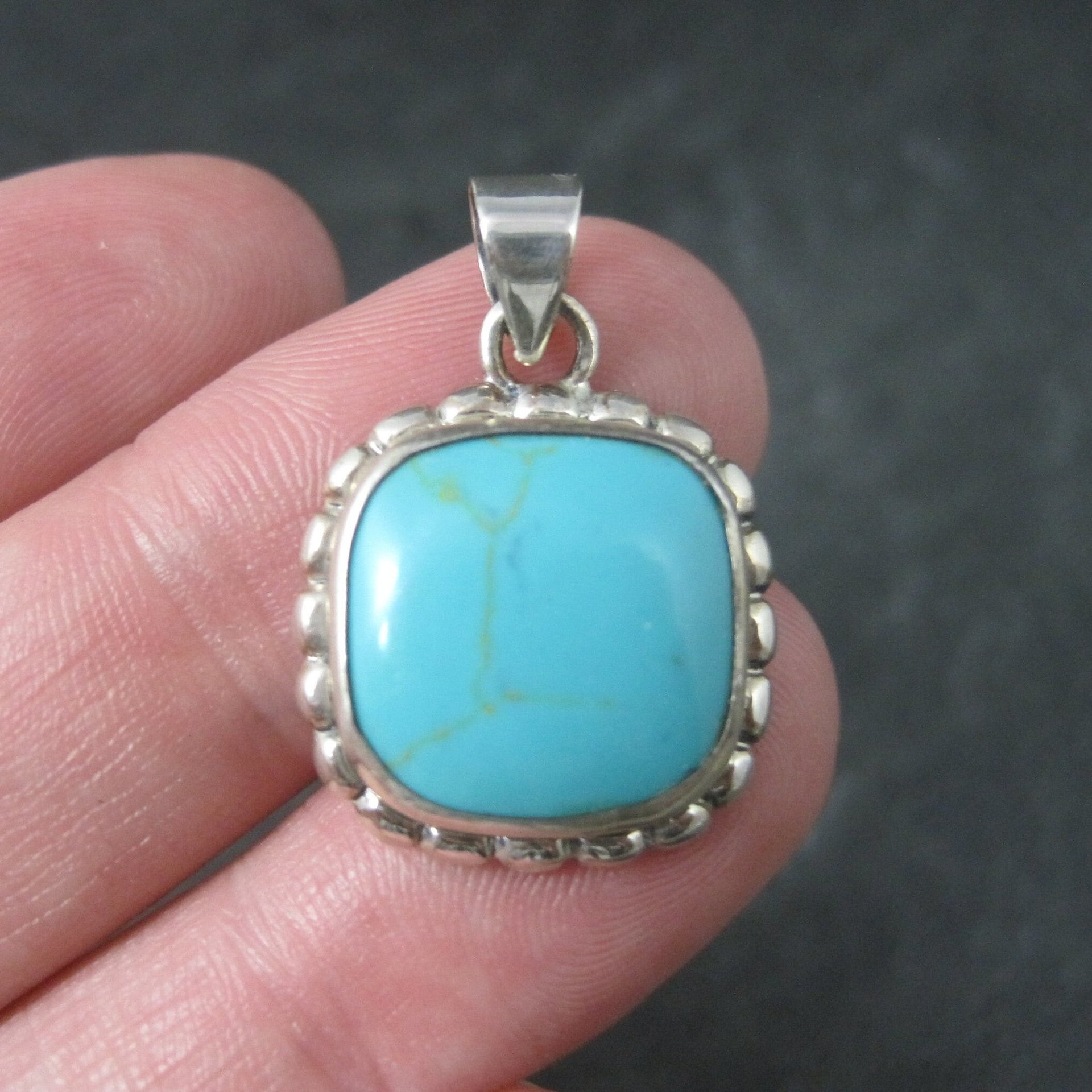 Estate Sterling Faux Turquoise Pendant