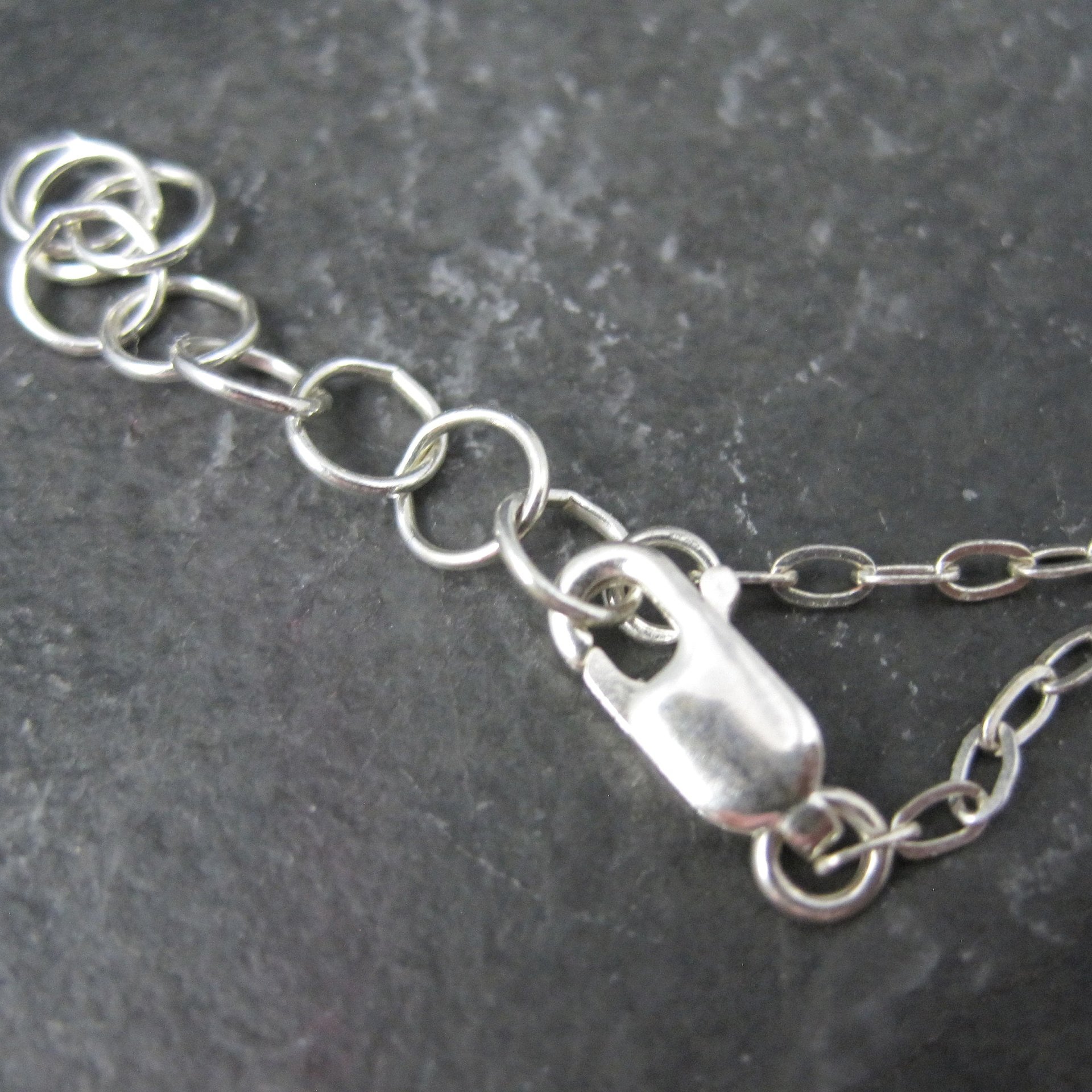 Green Cast Glass Necklace Sterling Silver 16-17 Inches