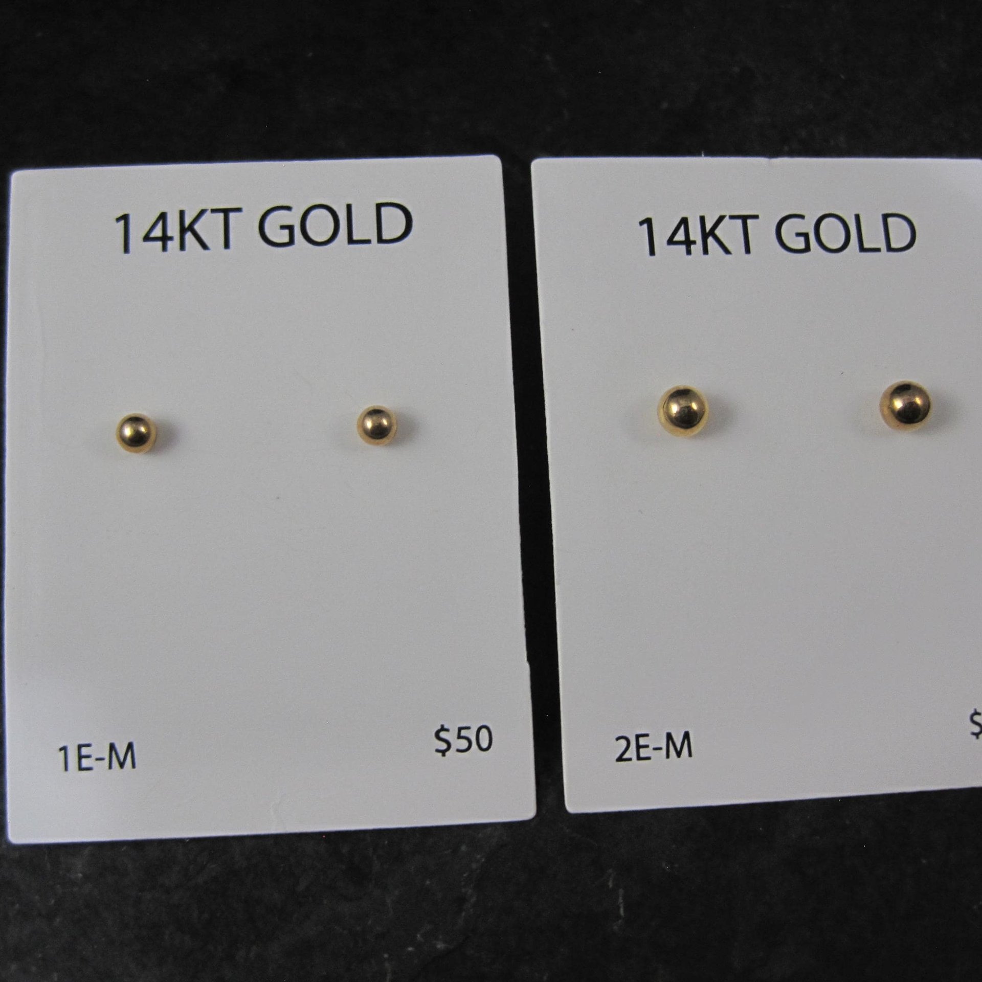 14K Yellow Gold Ball Stud Piercing Earrings 3mm OR 4mm New Old Stock