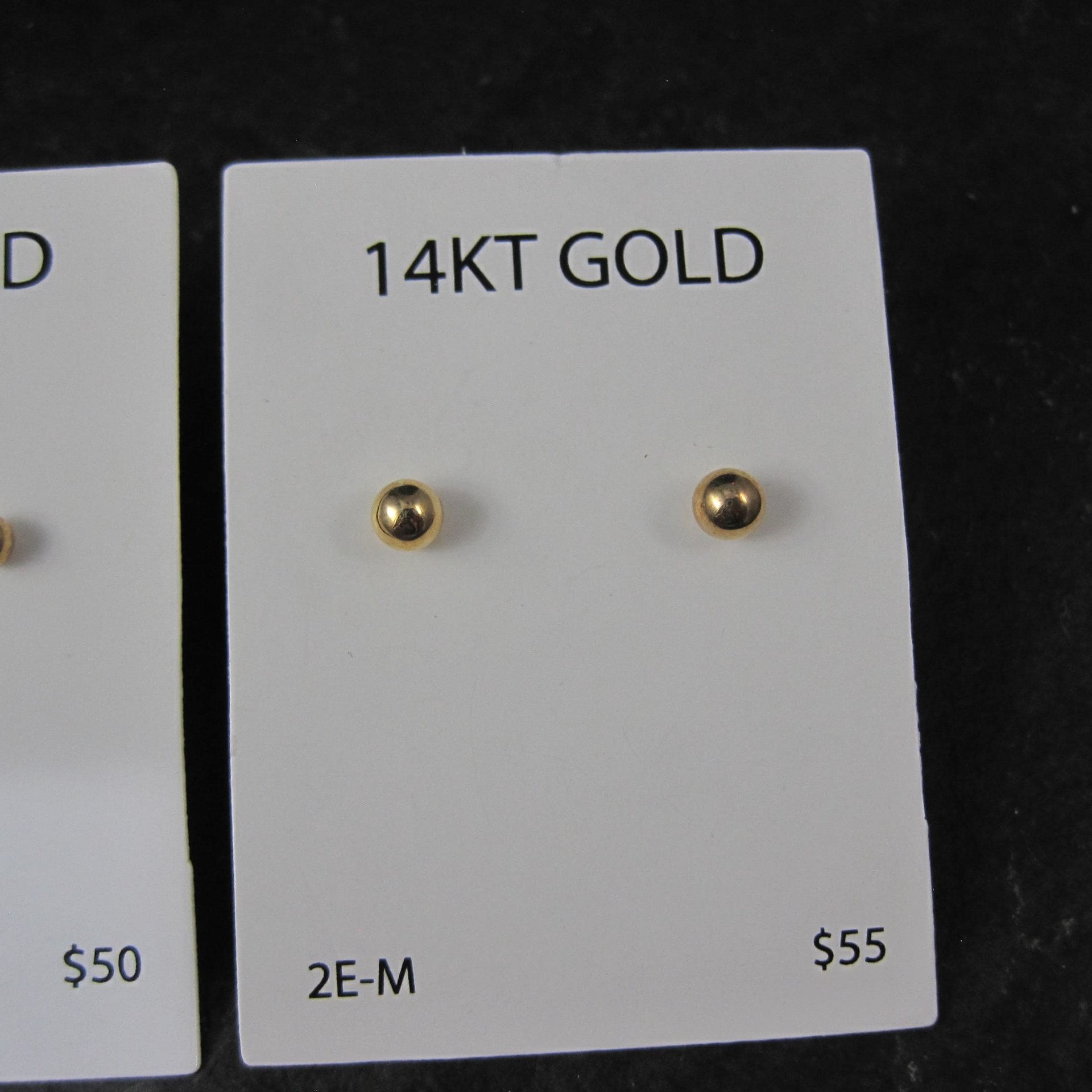 14K Yellow Gold Ball Stud Piercing Earrings 3mm OR 4mm New Old Stock
