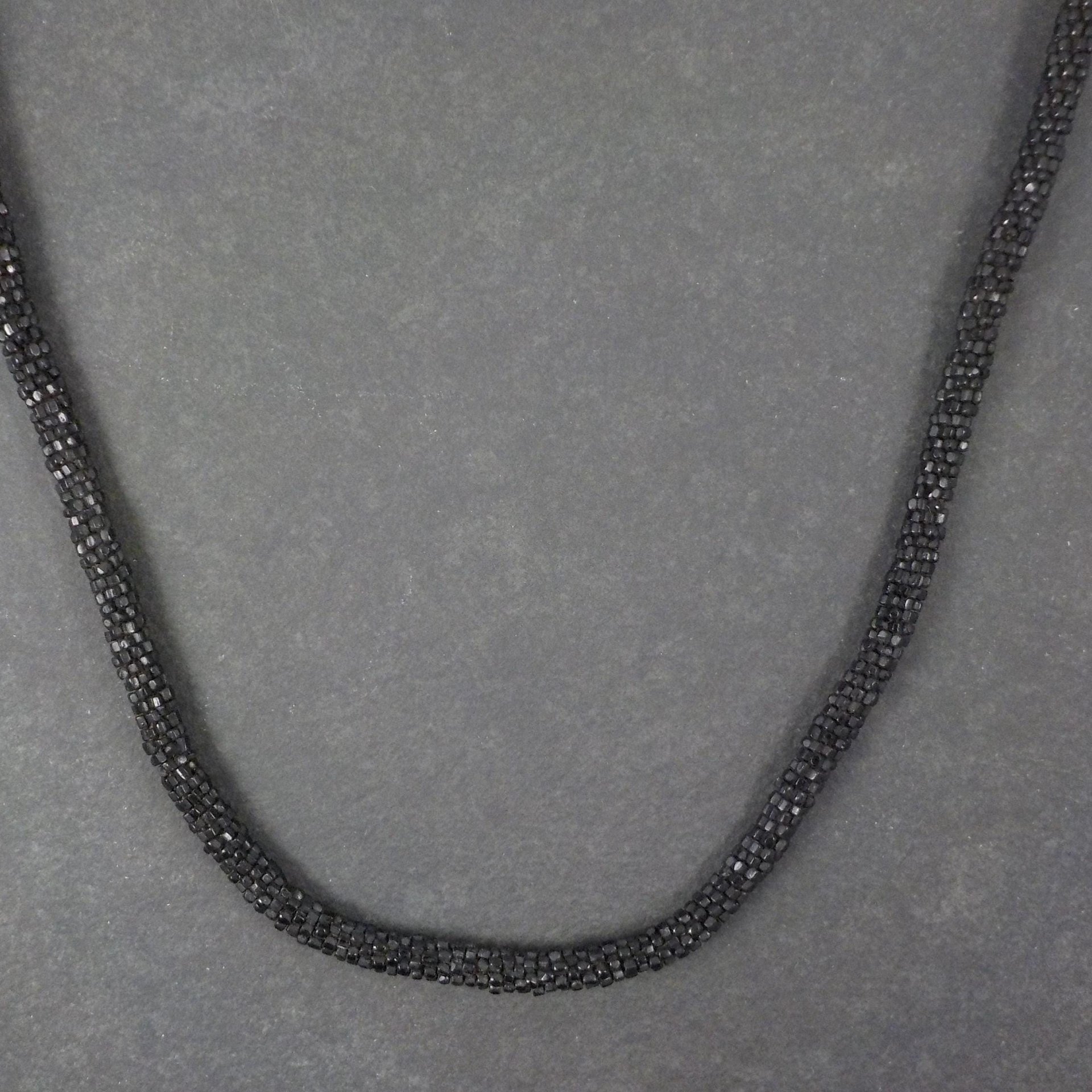 Antique Black Soft Jet Beaded Necklace, Art Deco, ca 1900 to 1920s, Victorian Mourning 42 Inches
