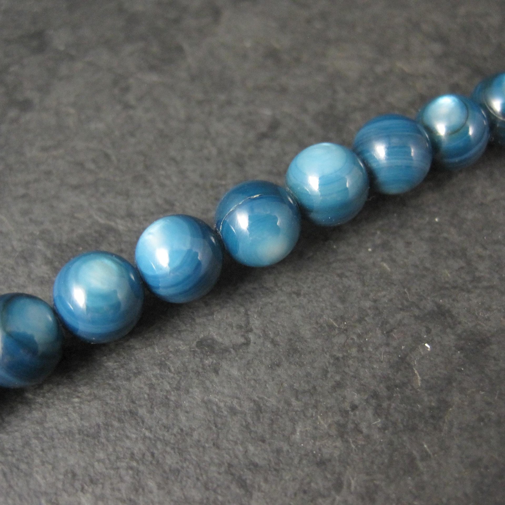 Traditions Natural Gallery 7mm Round Blue Mother of Pearl Shell Bead Strand
