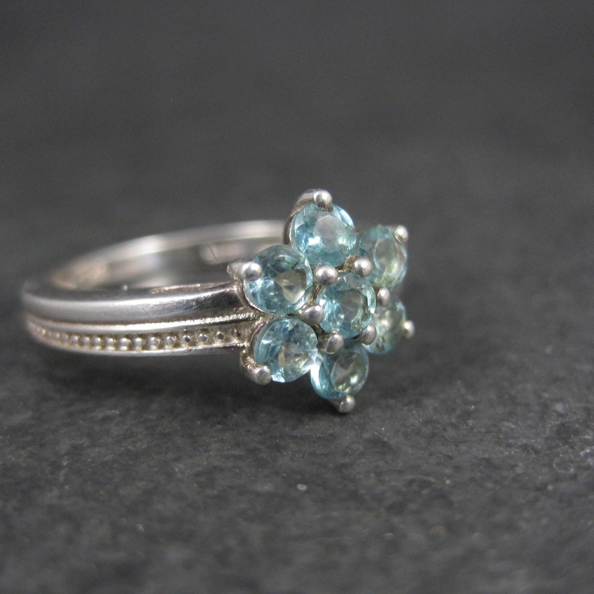 Sterling Silver Blue Tourmaline Ring Size 8