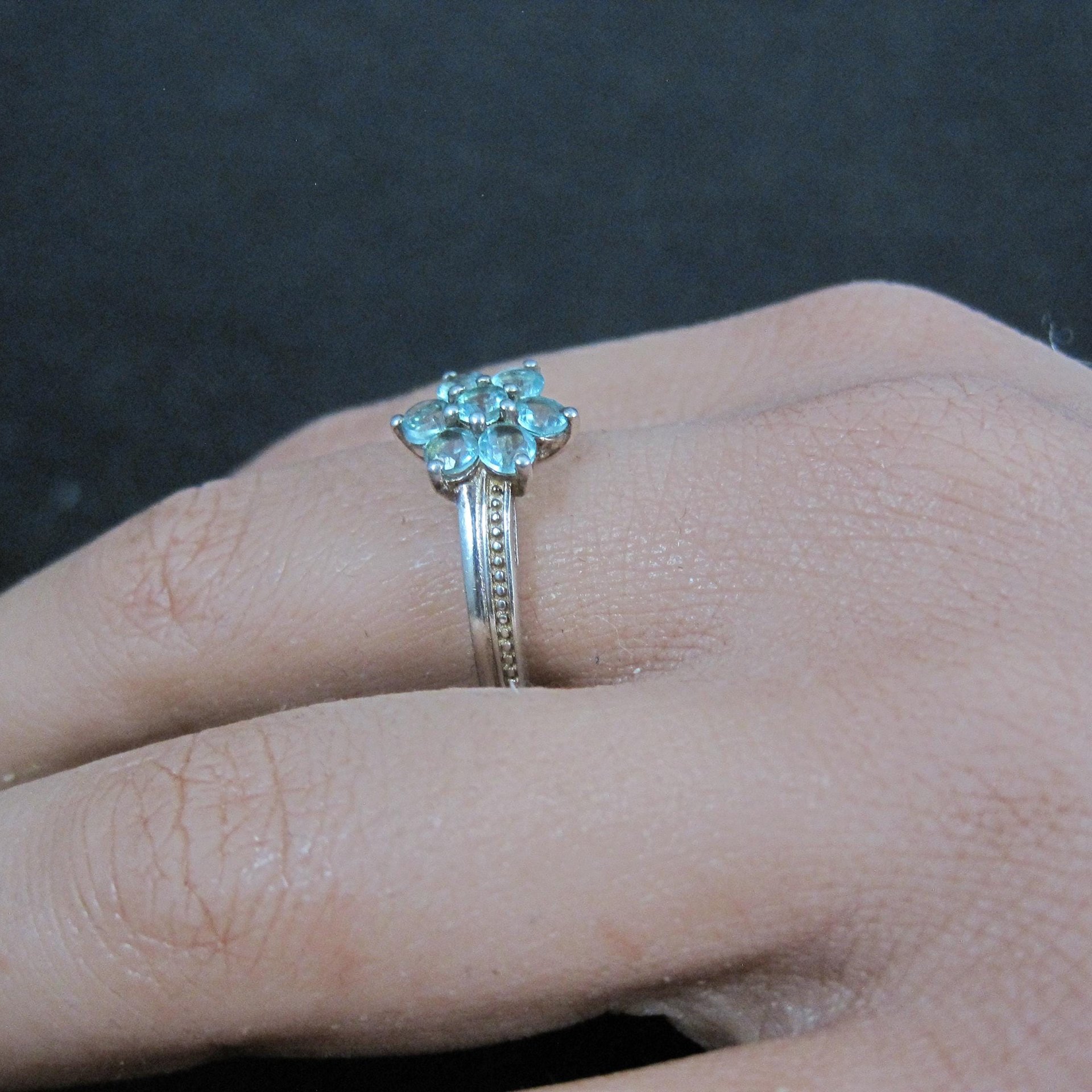 Sterling Silver Blue Tourmaline Ring Size 8