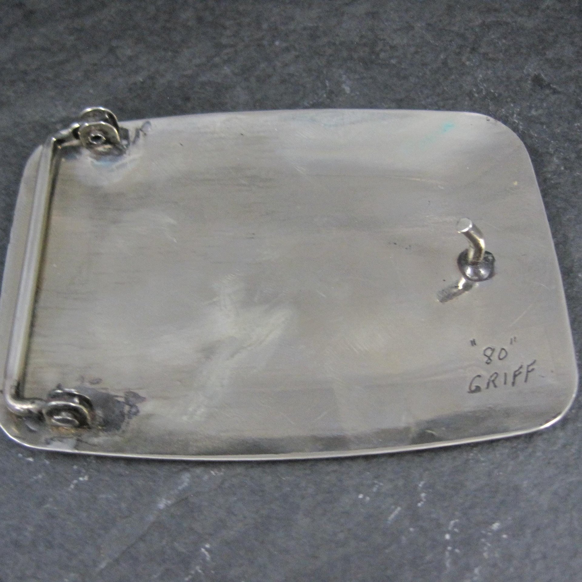 Vintage Eagle Belt Buckle 1980 Griff Southwestern Etched