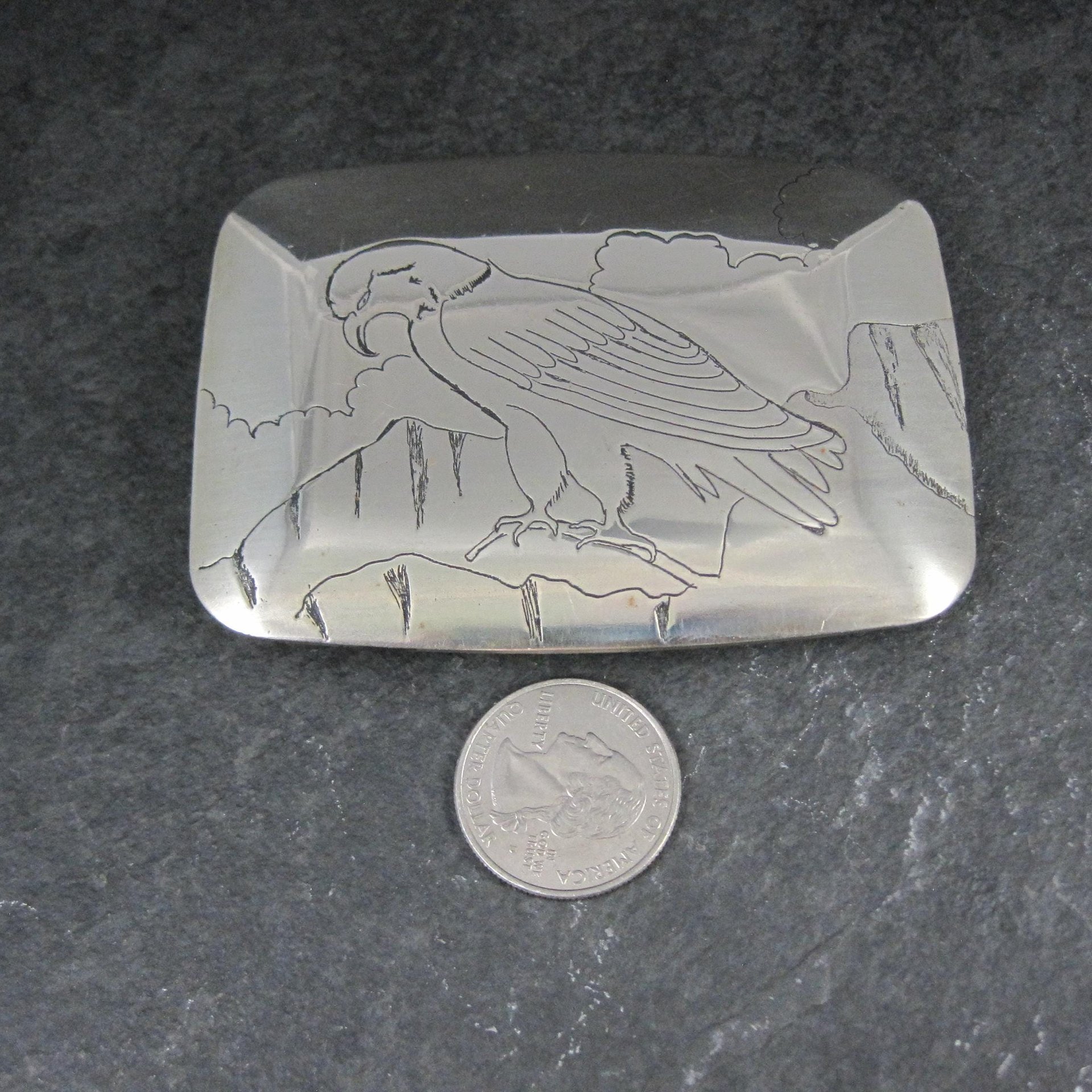 Vintage Eagle Belt Buckle 1980 Griff Southwestern Etched