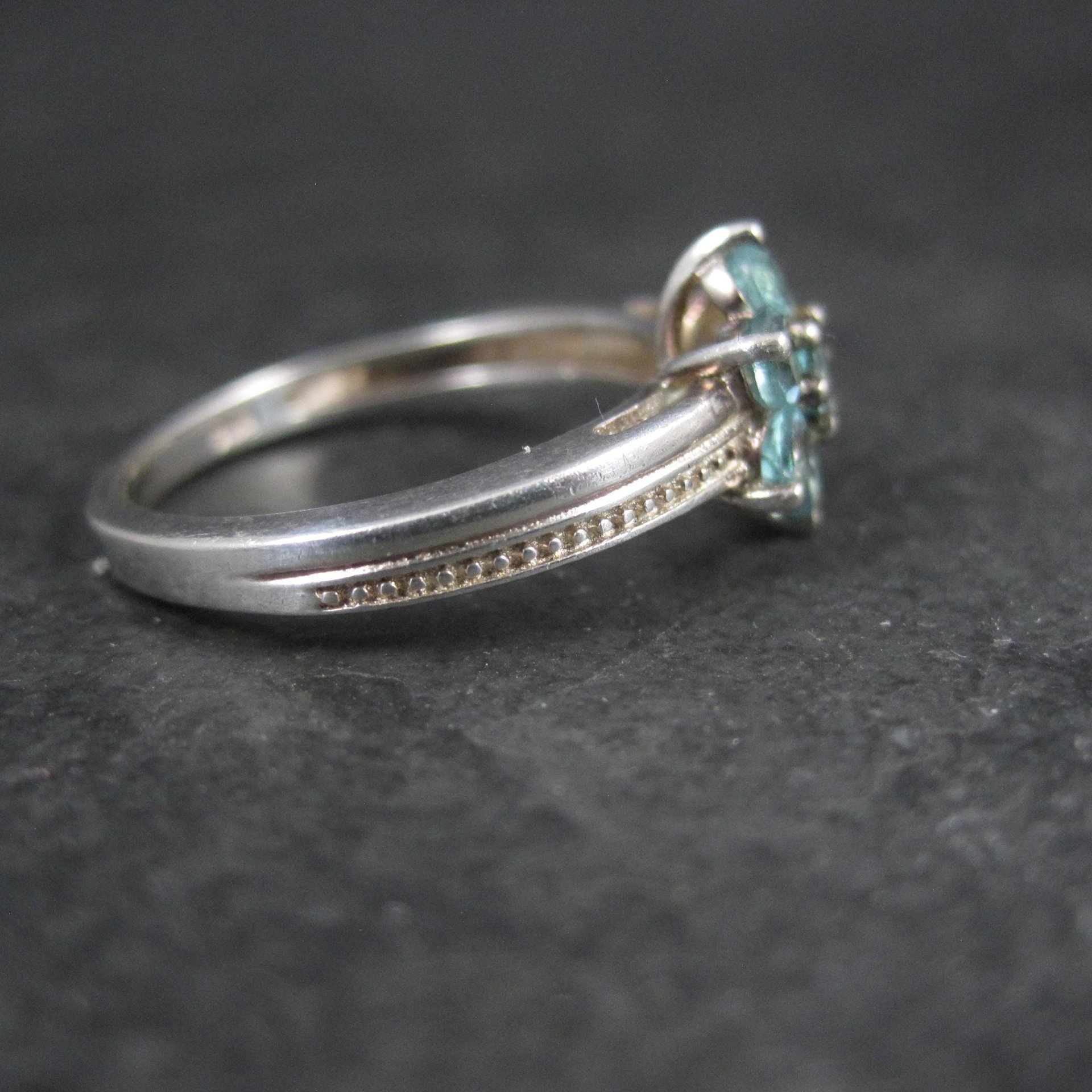 Sterling Silver Blue Tourmaline Ring Size 8