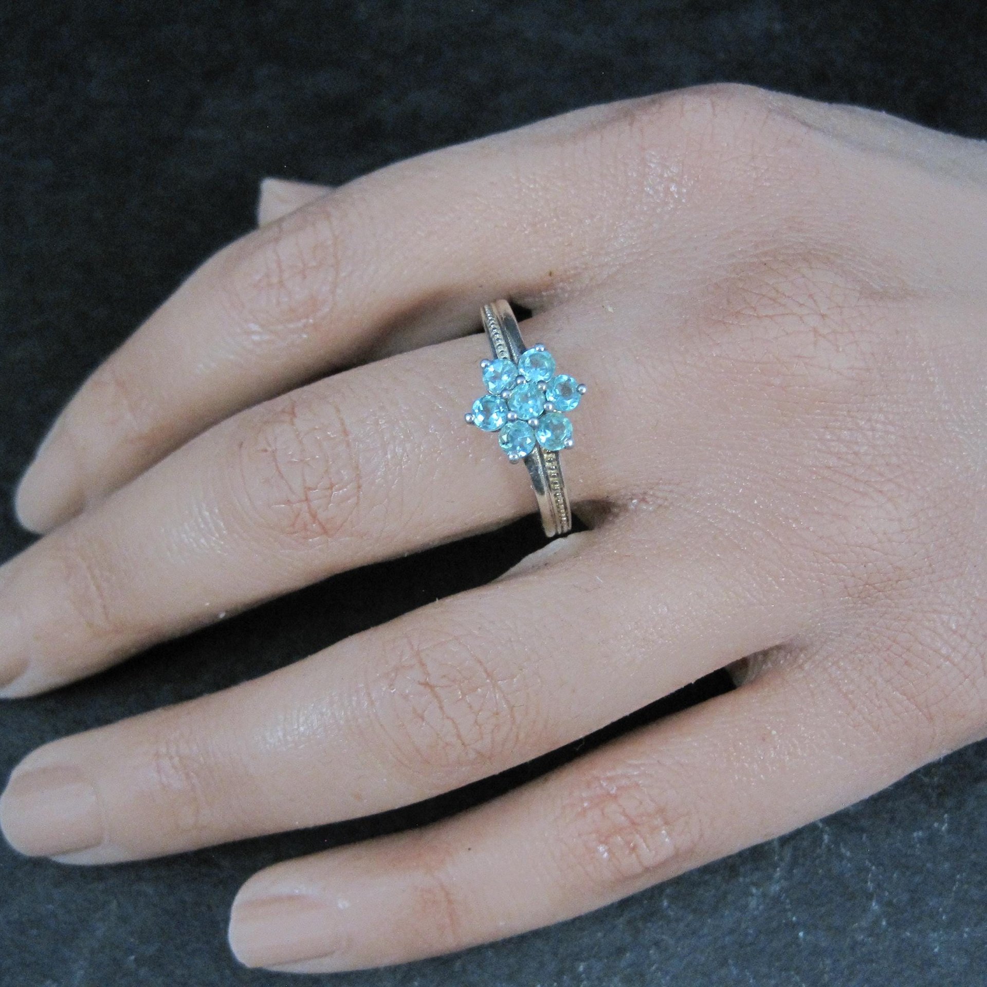 Sterling Silver Blue Tourmaline Ring Size 8