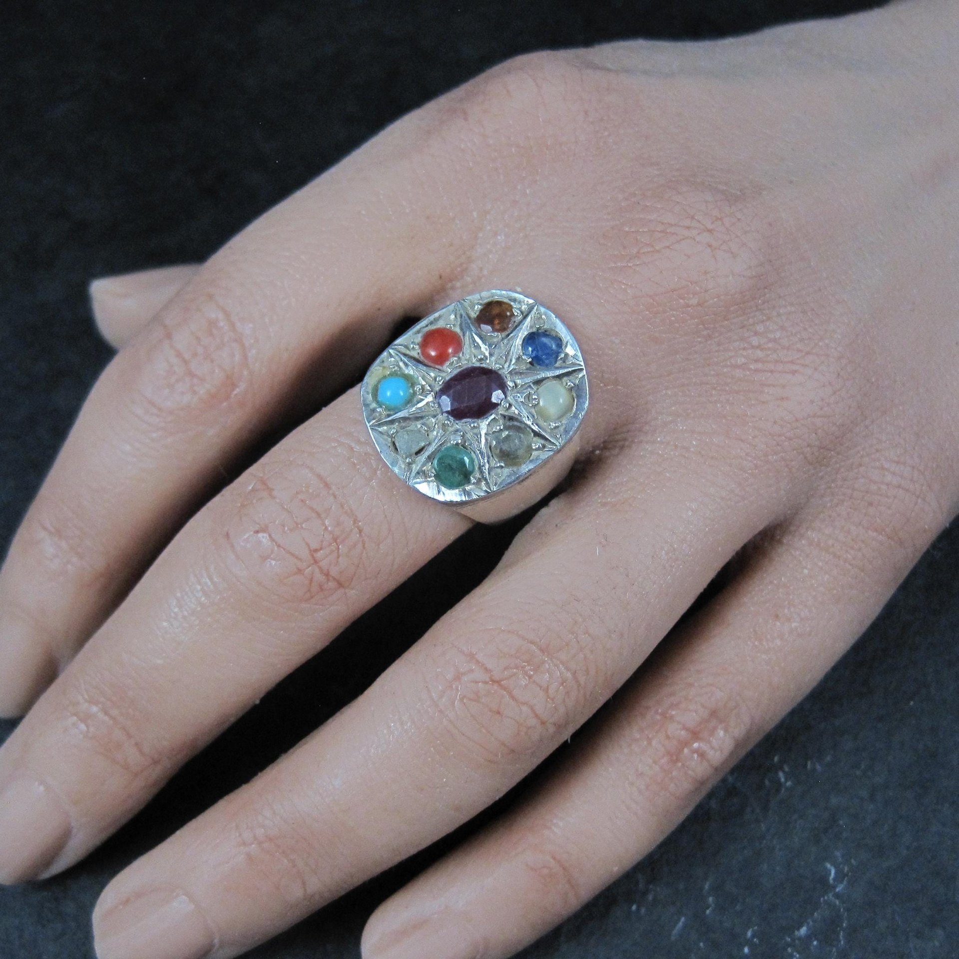Navaratna Gemstone Ring Size 8