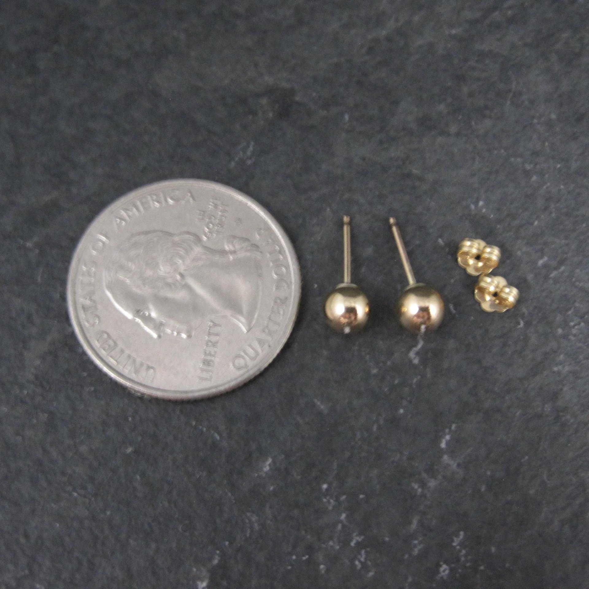 5mm Gold Ball Stud Earrings 14K Gold Filled New Old Stock
