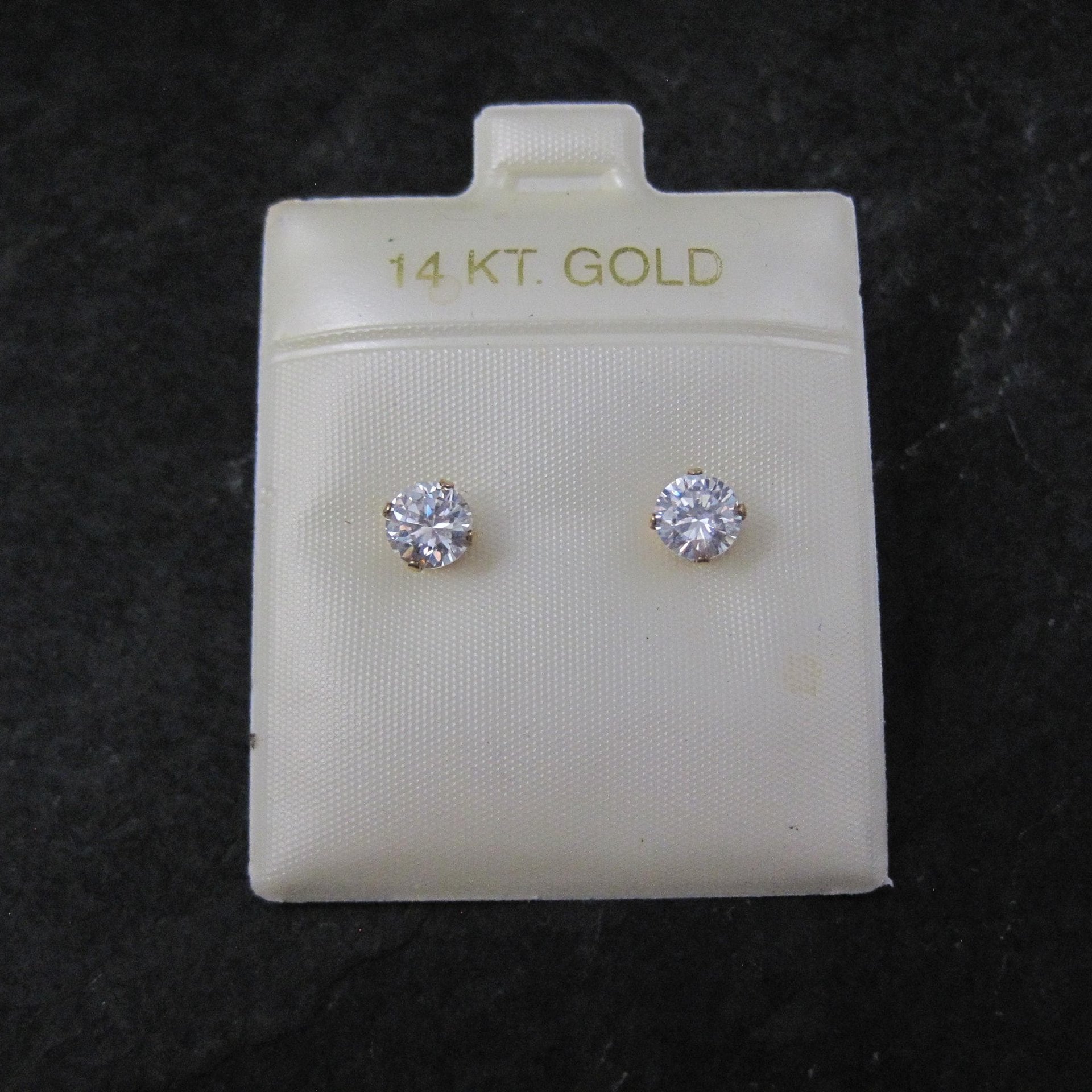 Vintage 4mm Cz Stud Earrings 14K Gold Filled New Old Stock