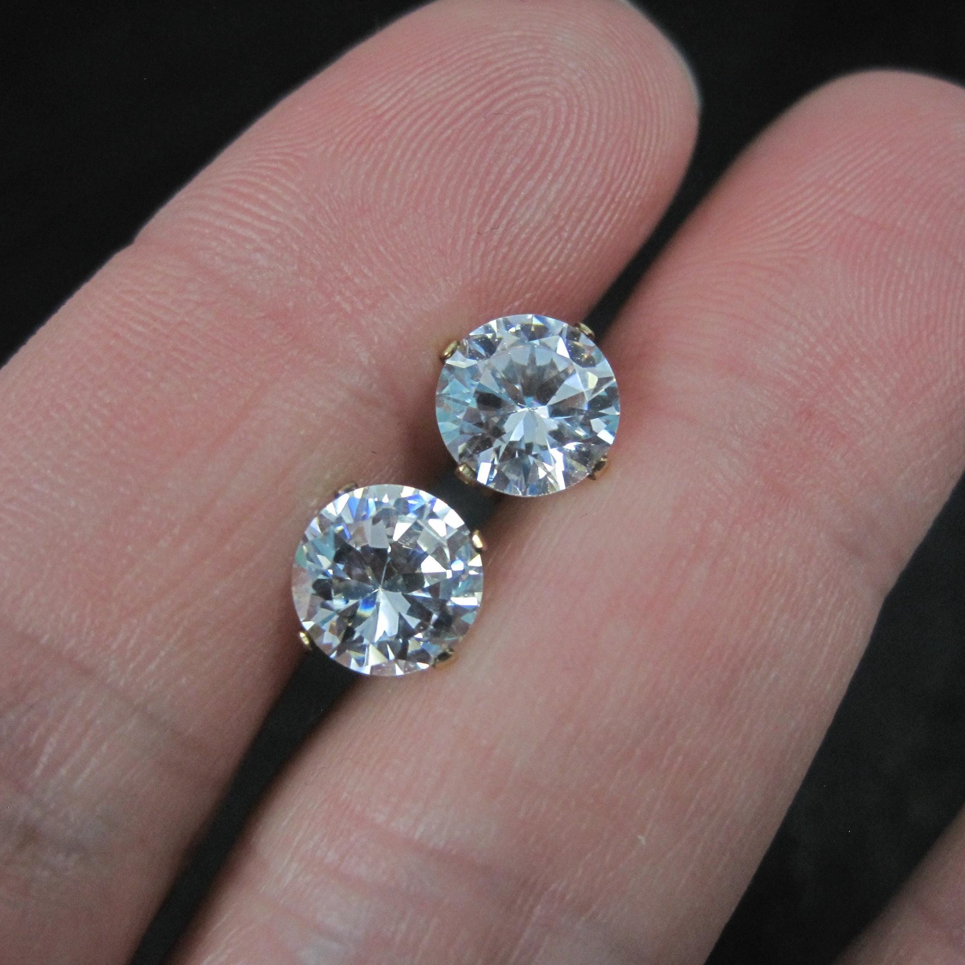 Vintage 7mm Cz Stud Earrings 14K Gold Filled New Old Stock