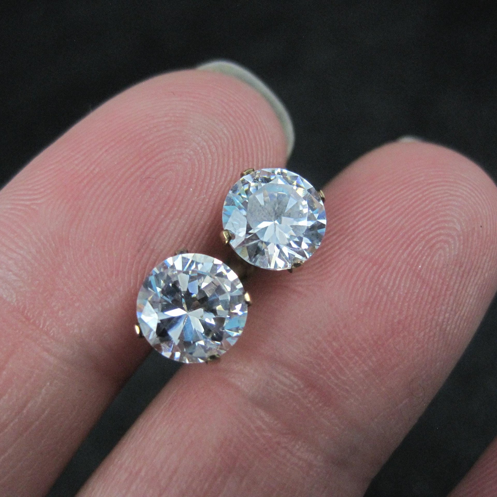 Vintage 7mm Cz Stud Earrings 14K Gold Filled New Old Stock
