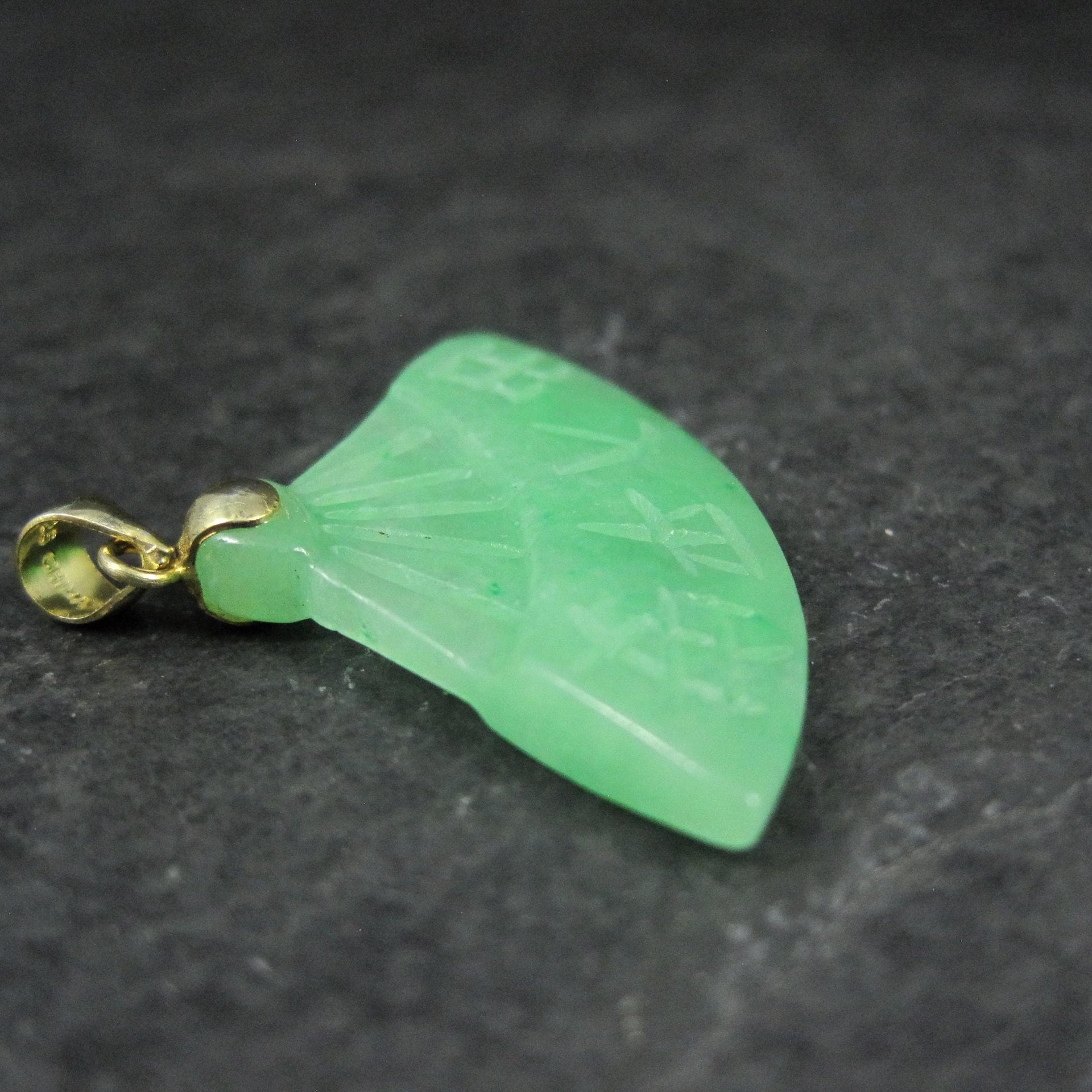 Vermeil Jadeite Fan Pendant Estate
