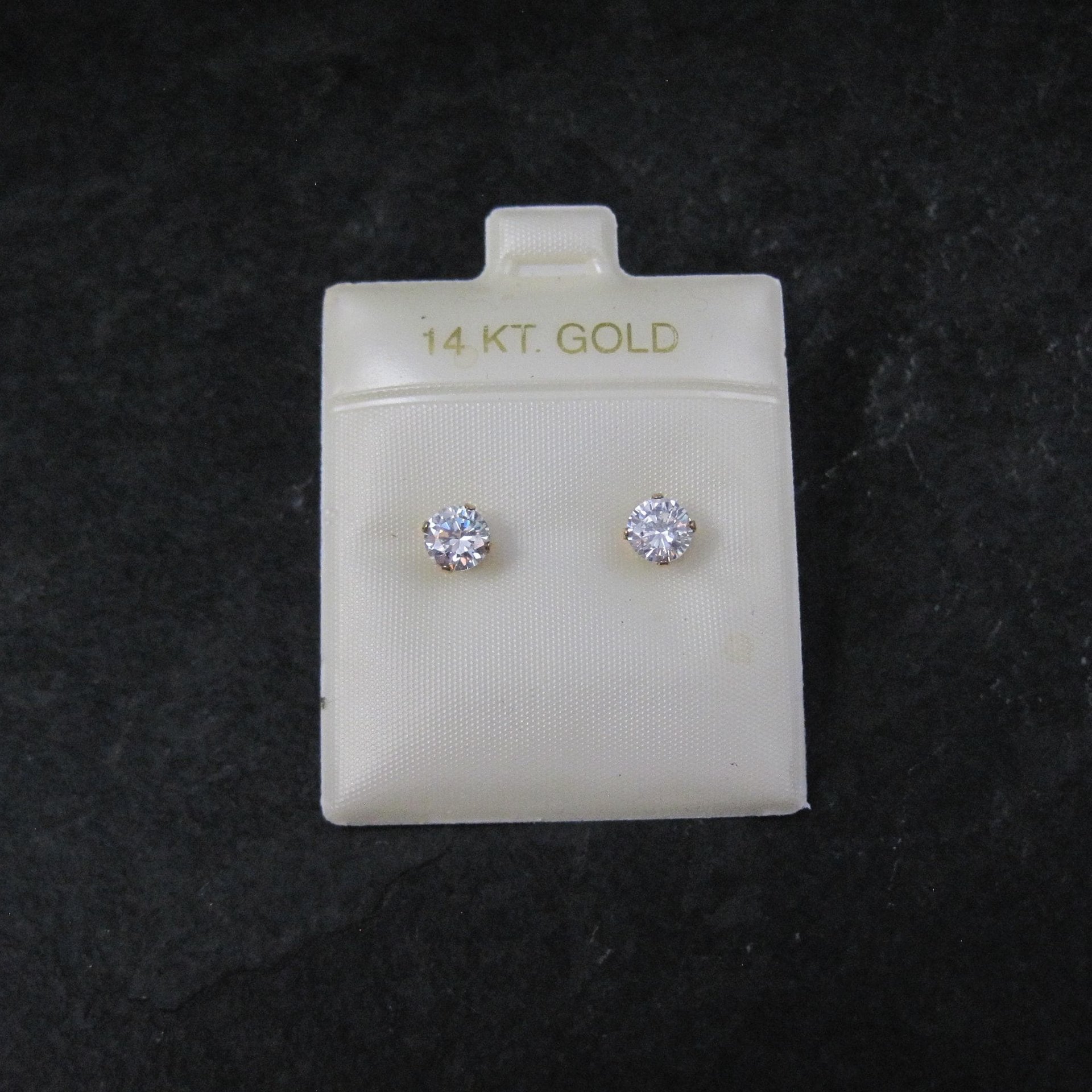 Vintage 4mm Cz Stud Earrings 14K Gold Filled New Old Stock