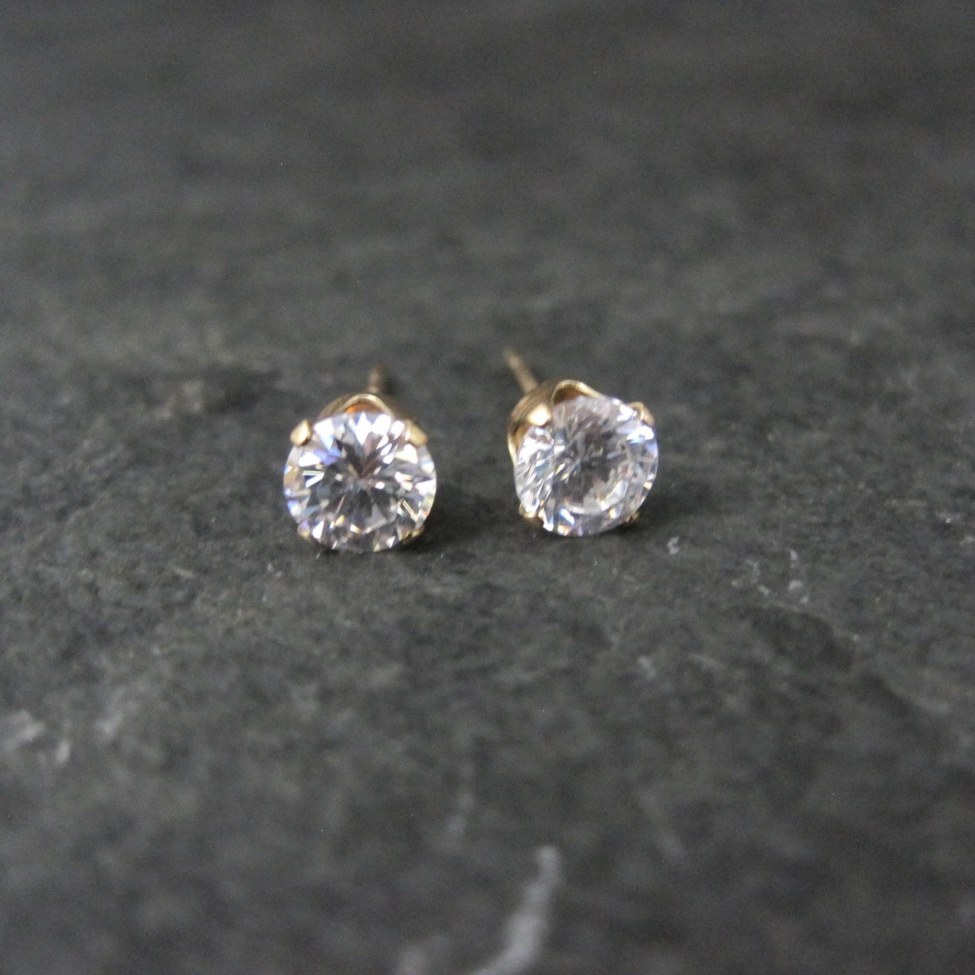 Vintage 4mm Cz Stud Earrings 14K Gold Filled New Old Stock