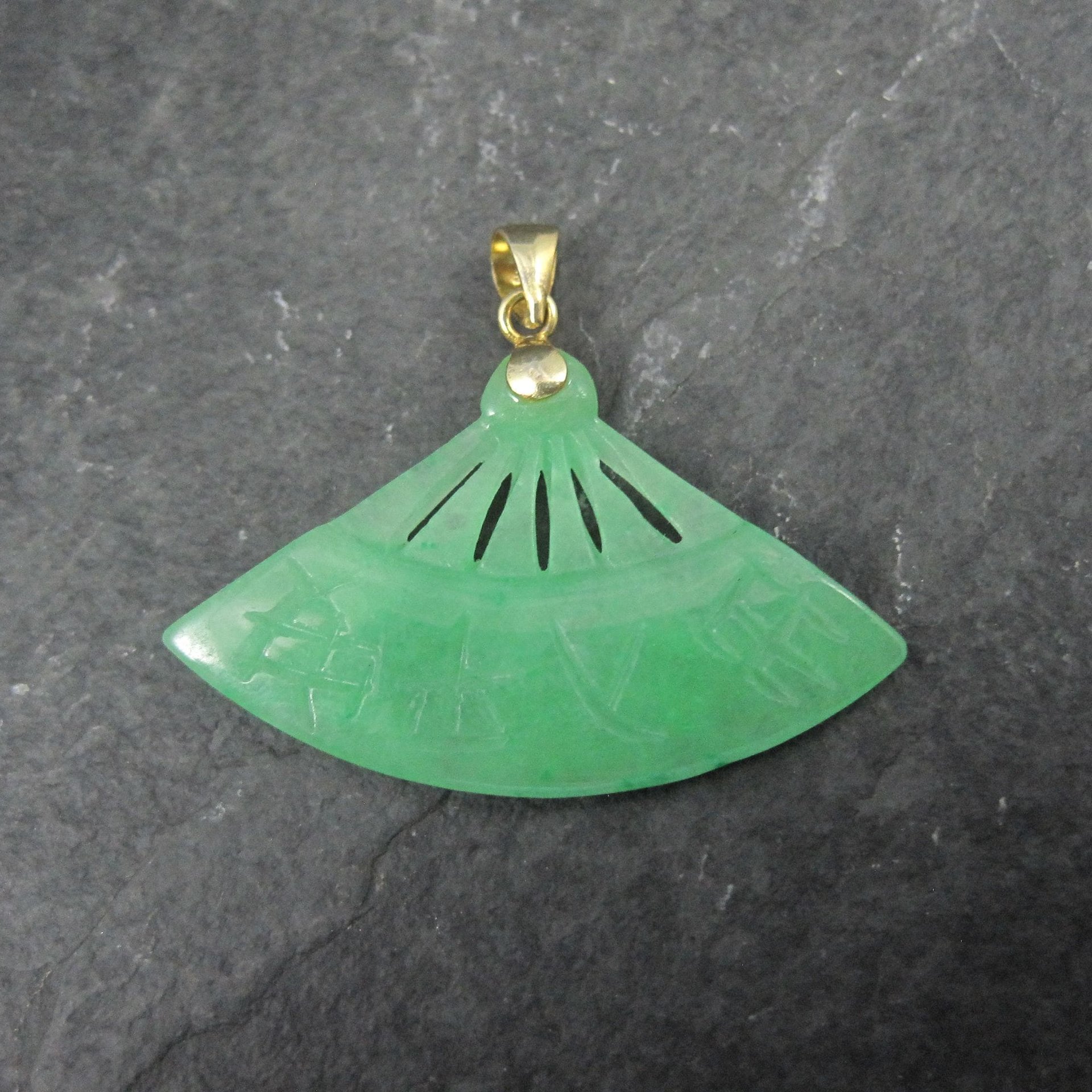 Vermeil Jadeite Fan Pendant Estate