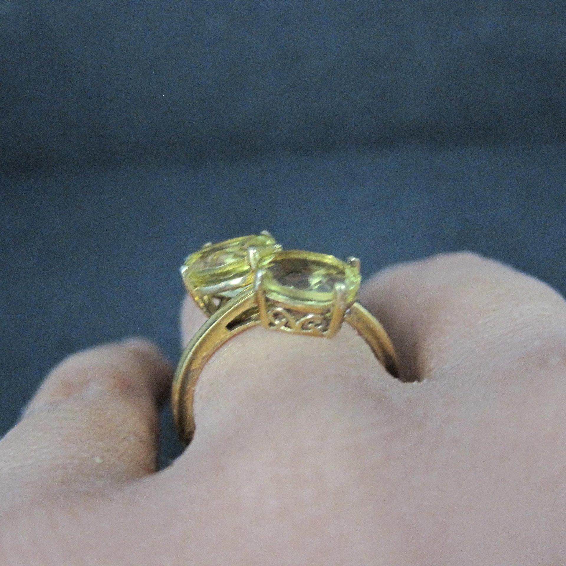 Vermeil Sterling Yellow Tourmaline Ring Size 6