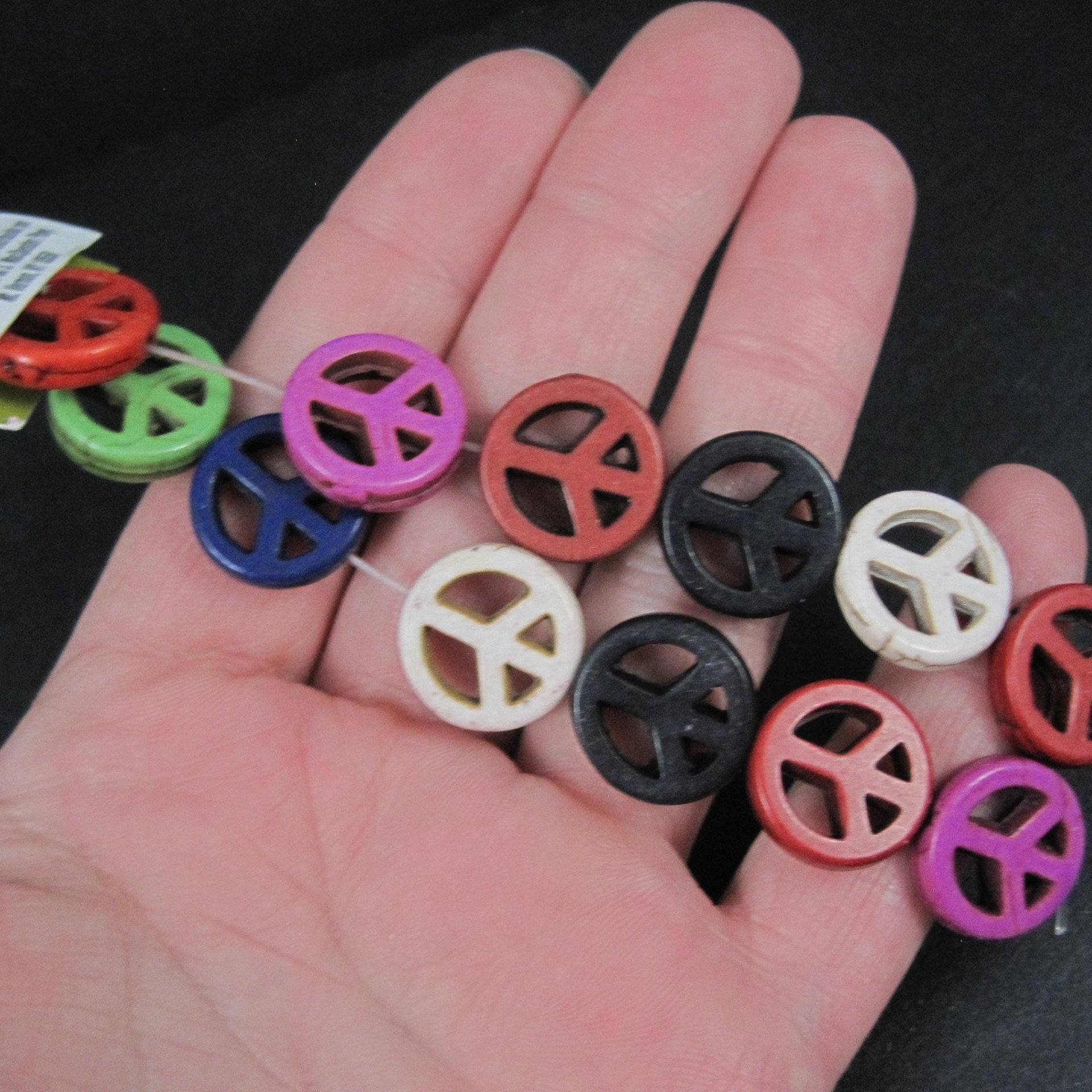15mm Peace Sign Beads Reconstituted Turquoise Bead Gallery