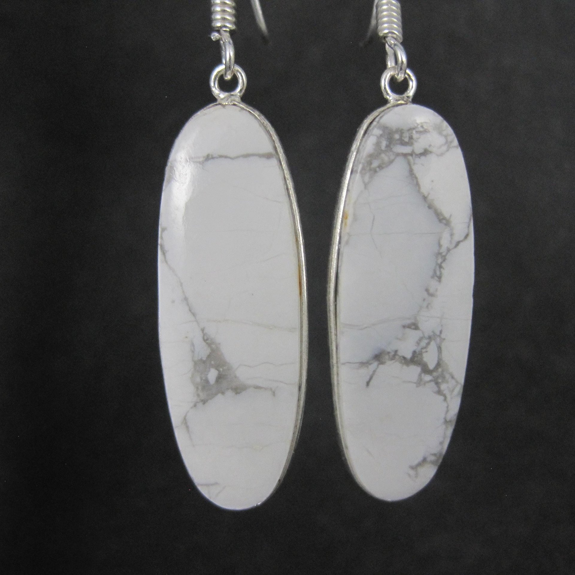 Simple Howlite Earrings Sterling Silver