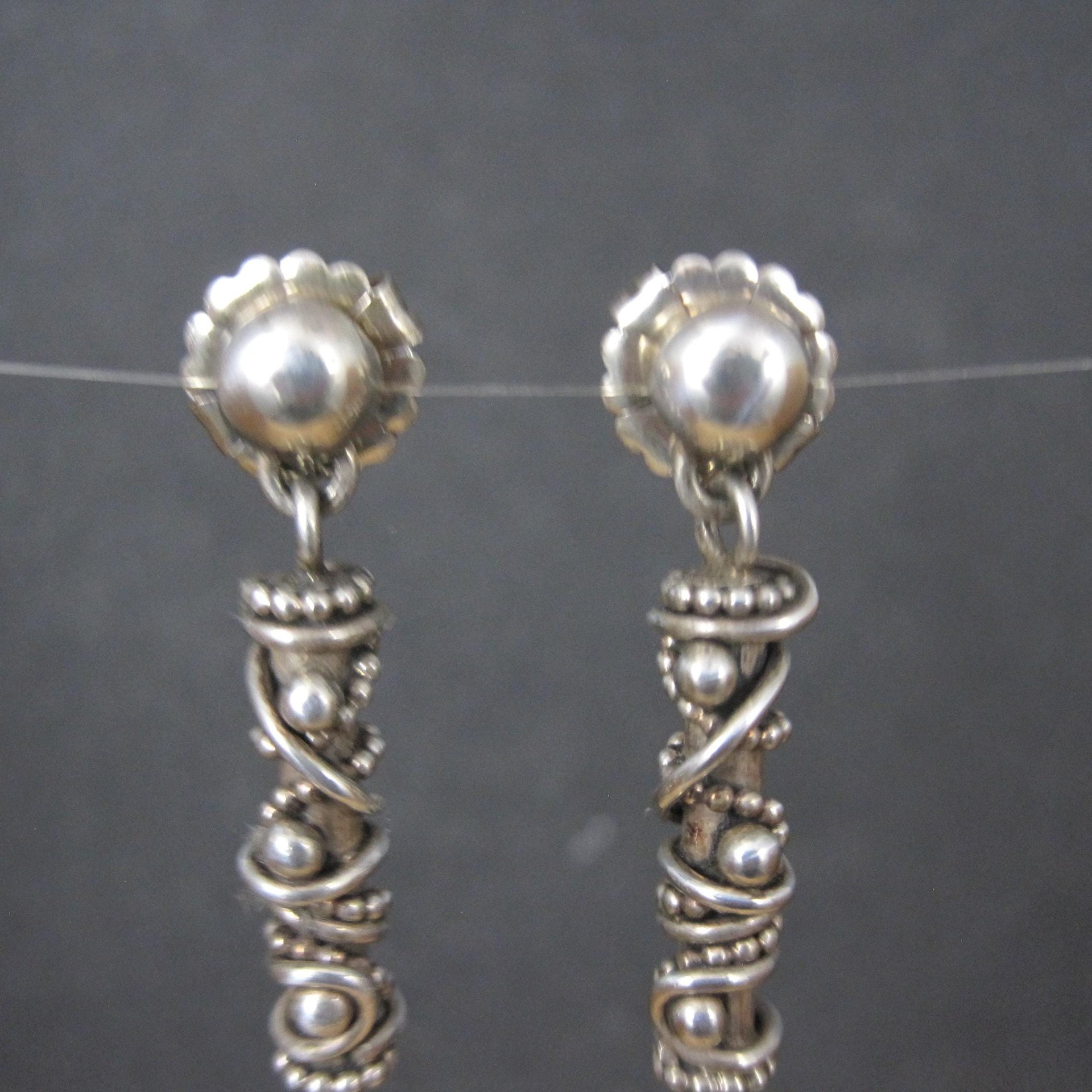 Southwestern Sterling Silver Twisted Wire Earrings Mod Contemporary