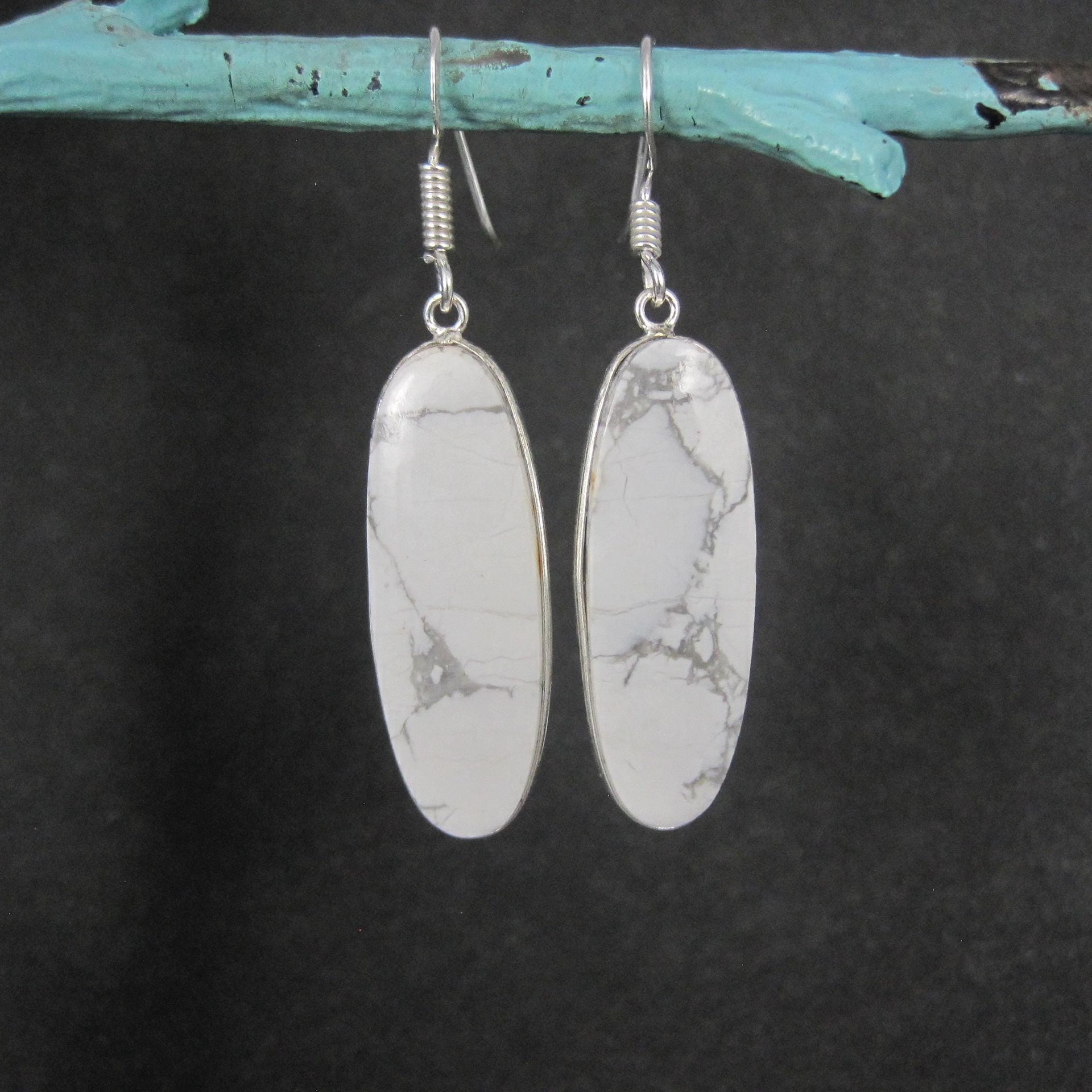 Simple Howlite Earrings Sterling Silver