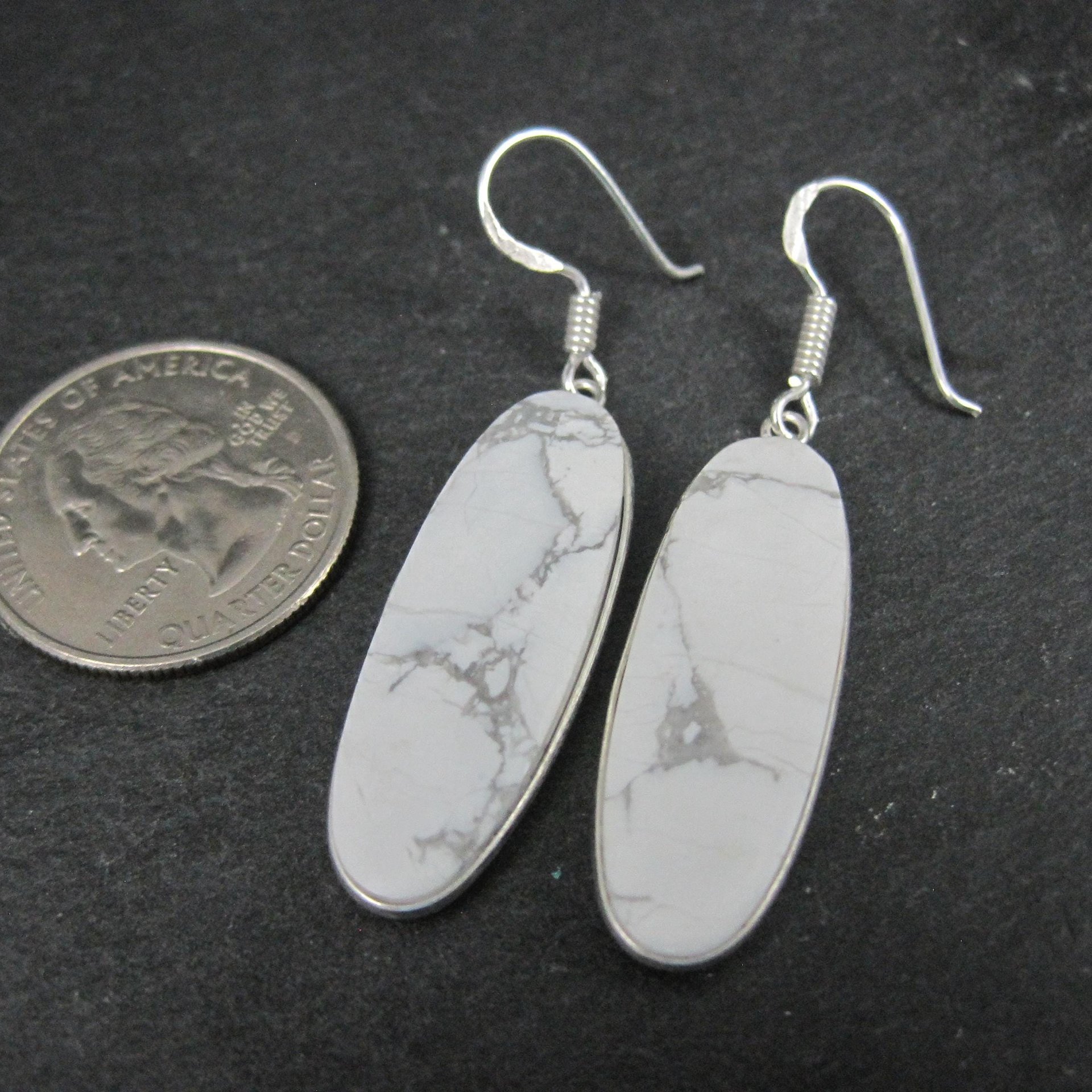 Simple Howlite Earrings Sterling Silver