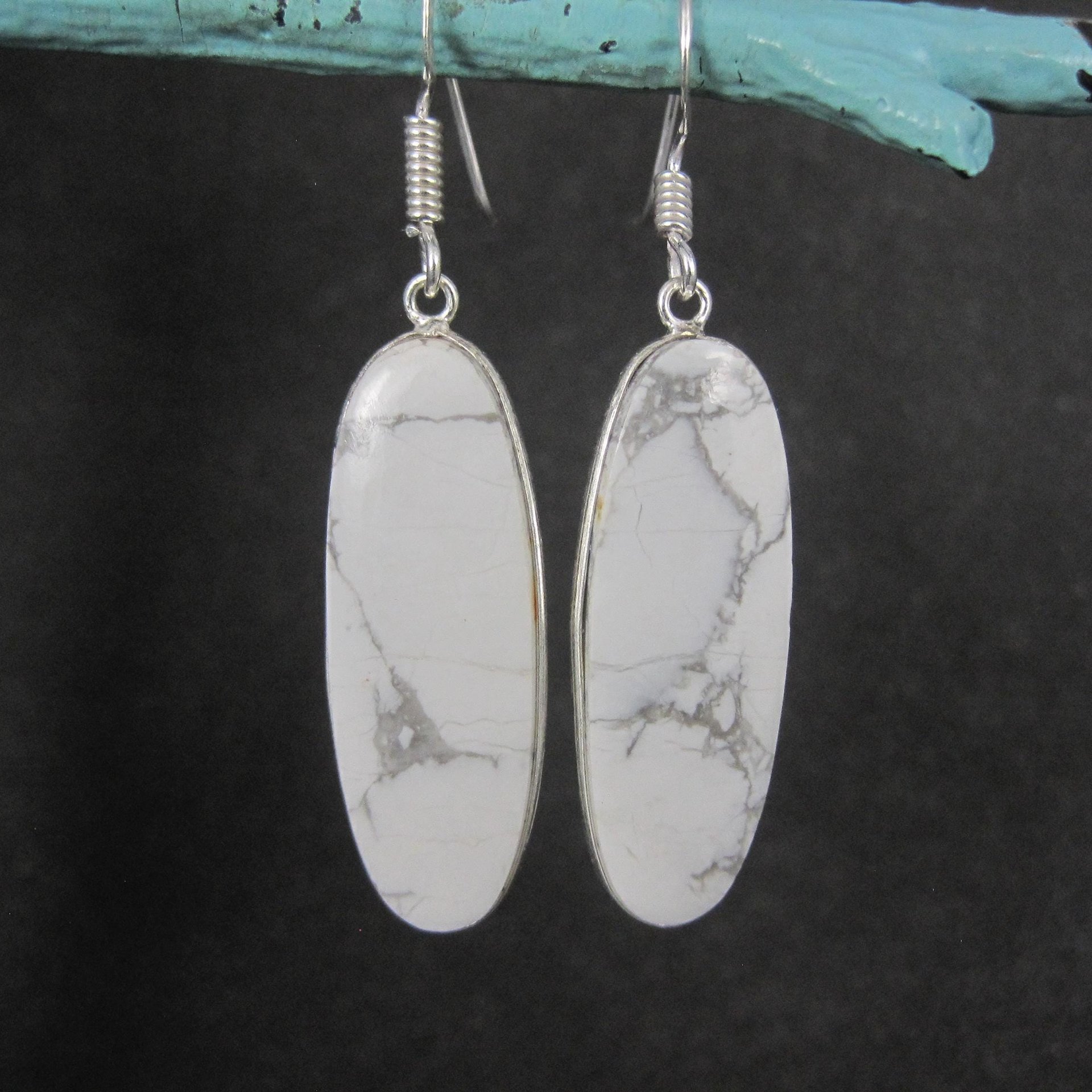 Simple Howlite Earrings Sterling Silver