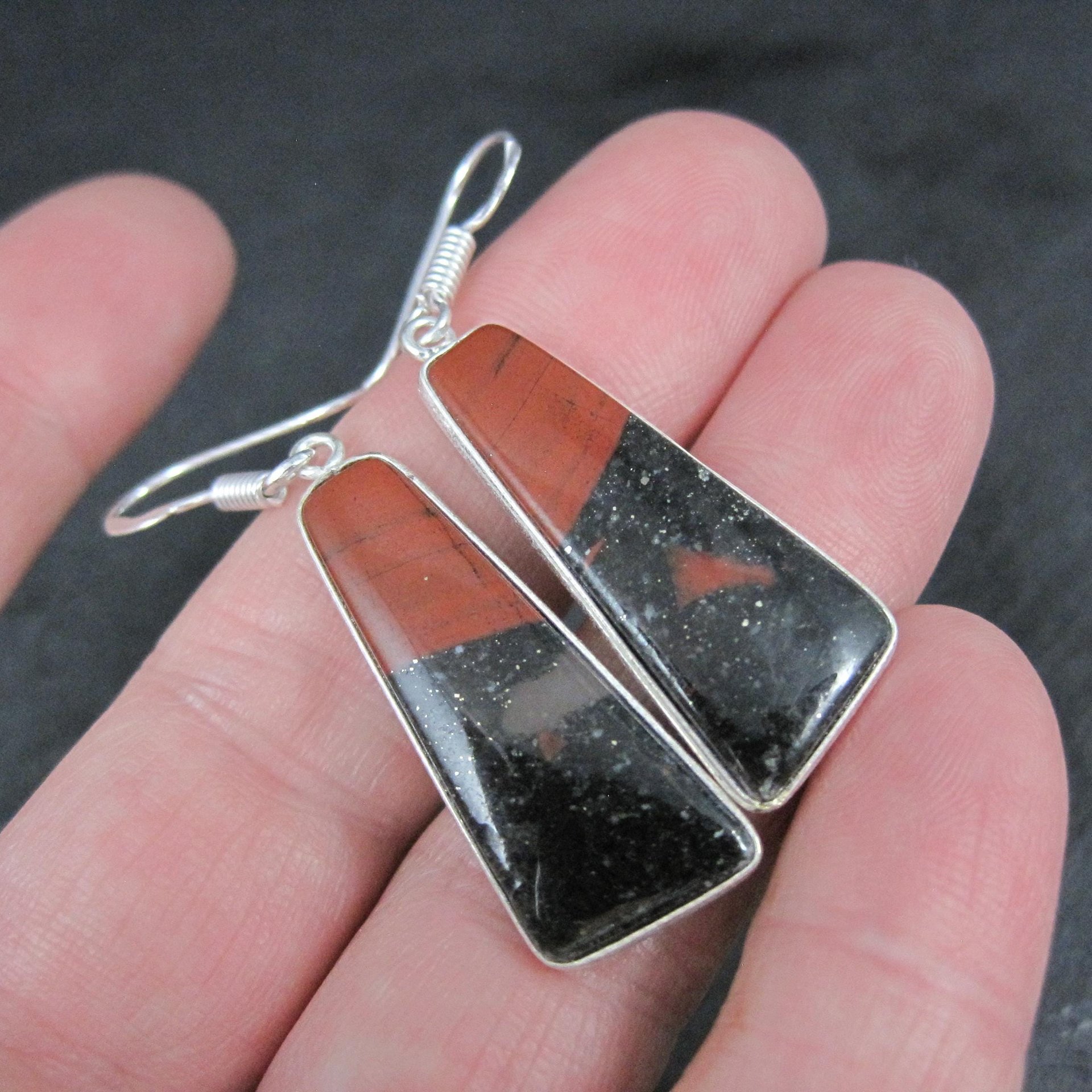 Sterling Silver Petrified Wood Earrings