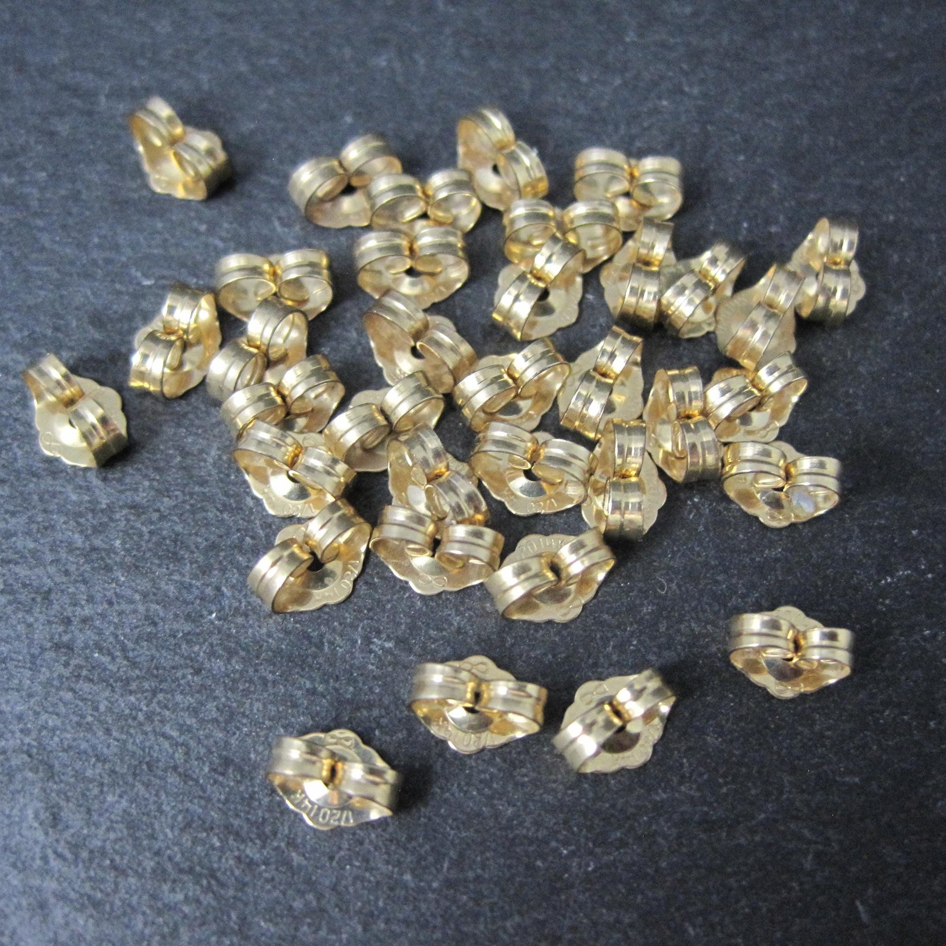 Large Lot of 68 Pieces 14K Gold Filled Butterfly Wing Nuts Earring Backs
