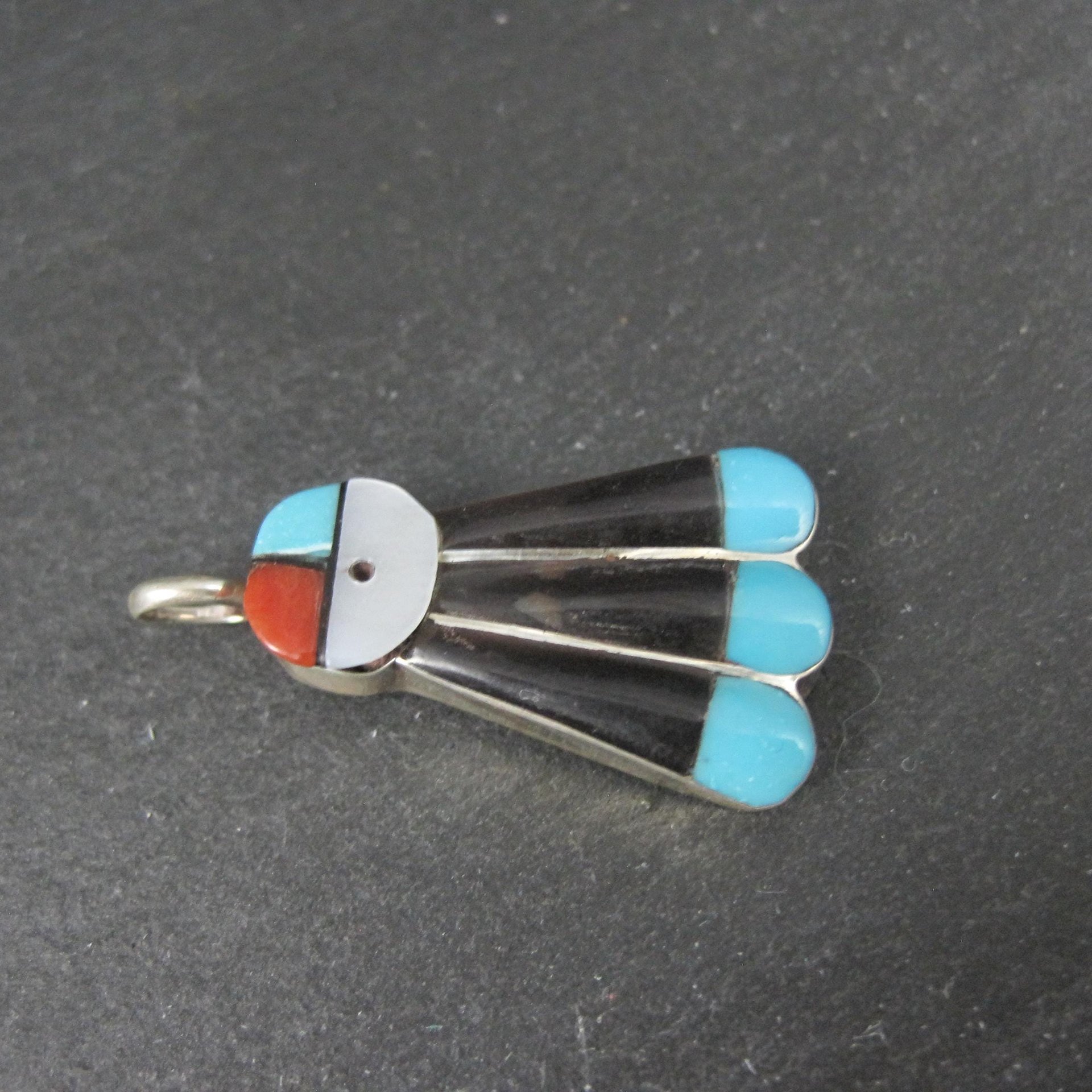 Southwestern Sterling Inlaid Sunface Pendant Sterling Silver