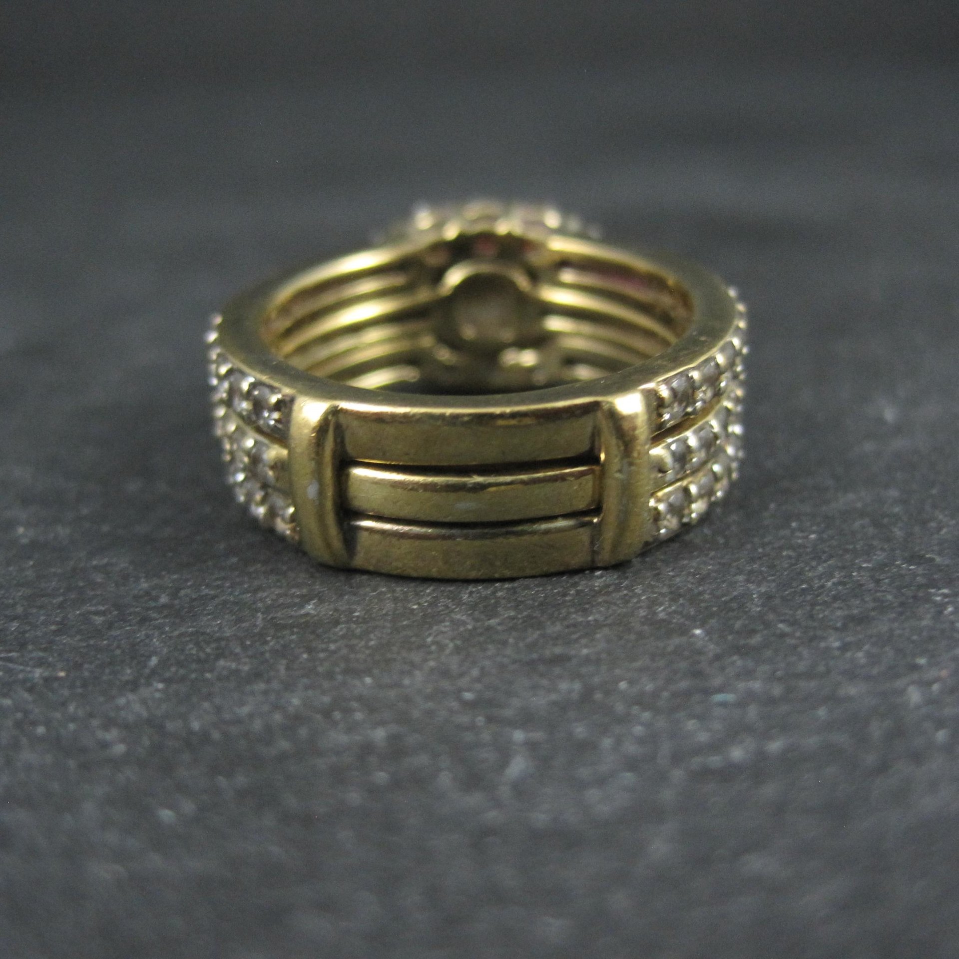 Vermeil Sterling Silver Cz Bridal Wedding Rings Set Size 7