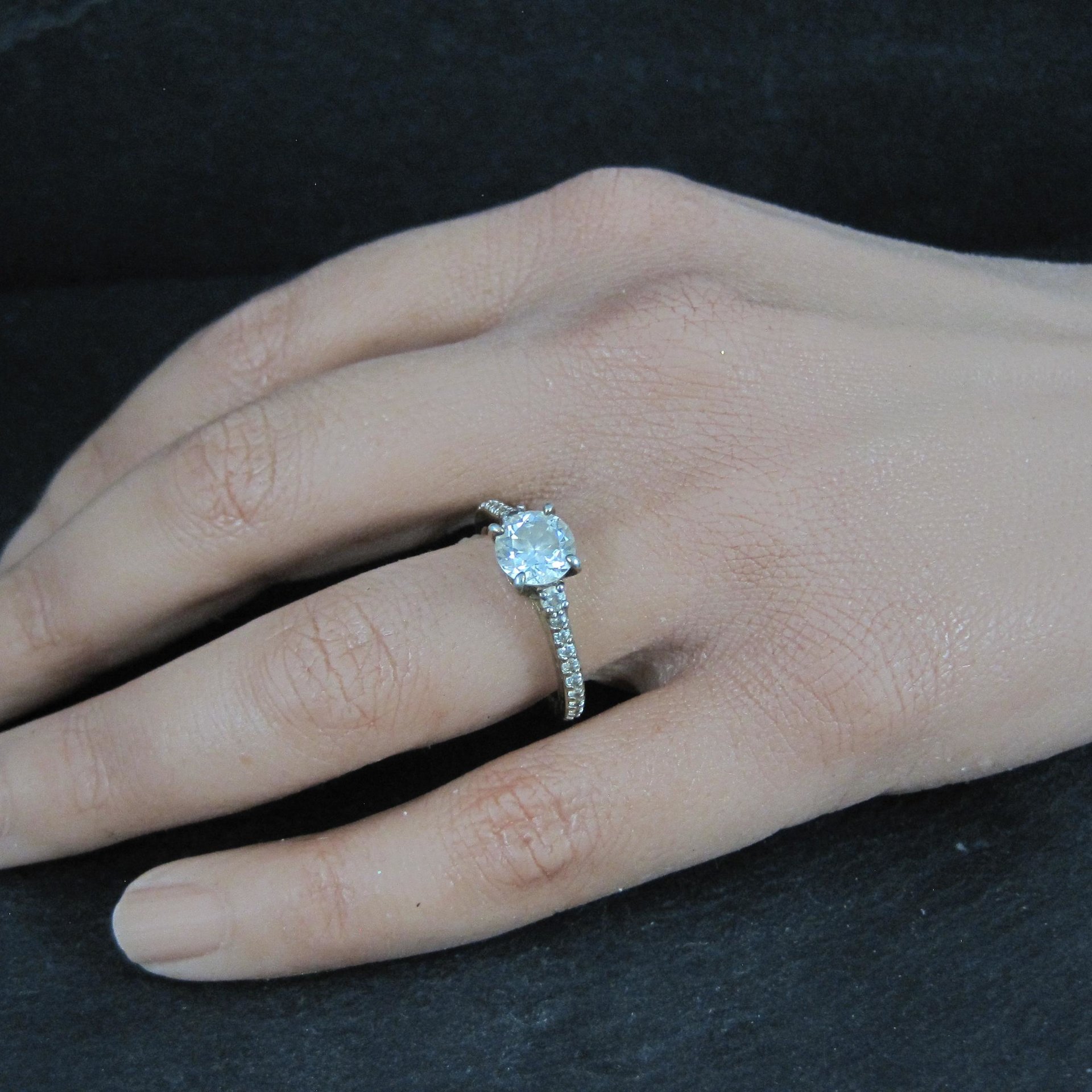 Vermeil Sterling Silver Cz Bridal Wedding Rings Set Size 7