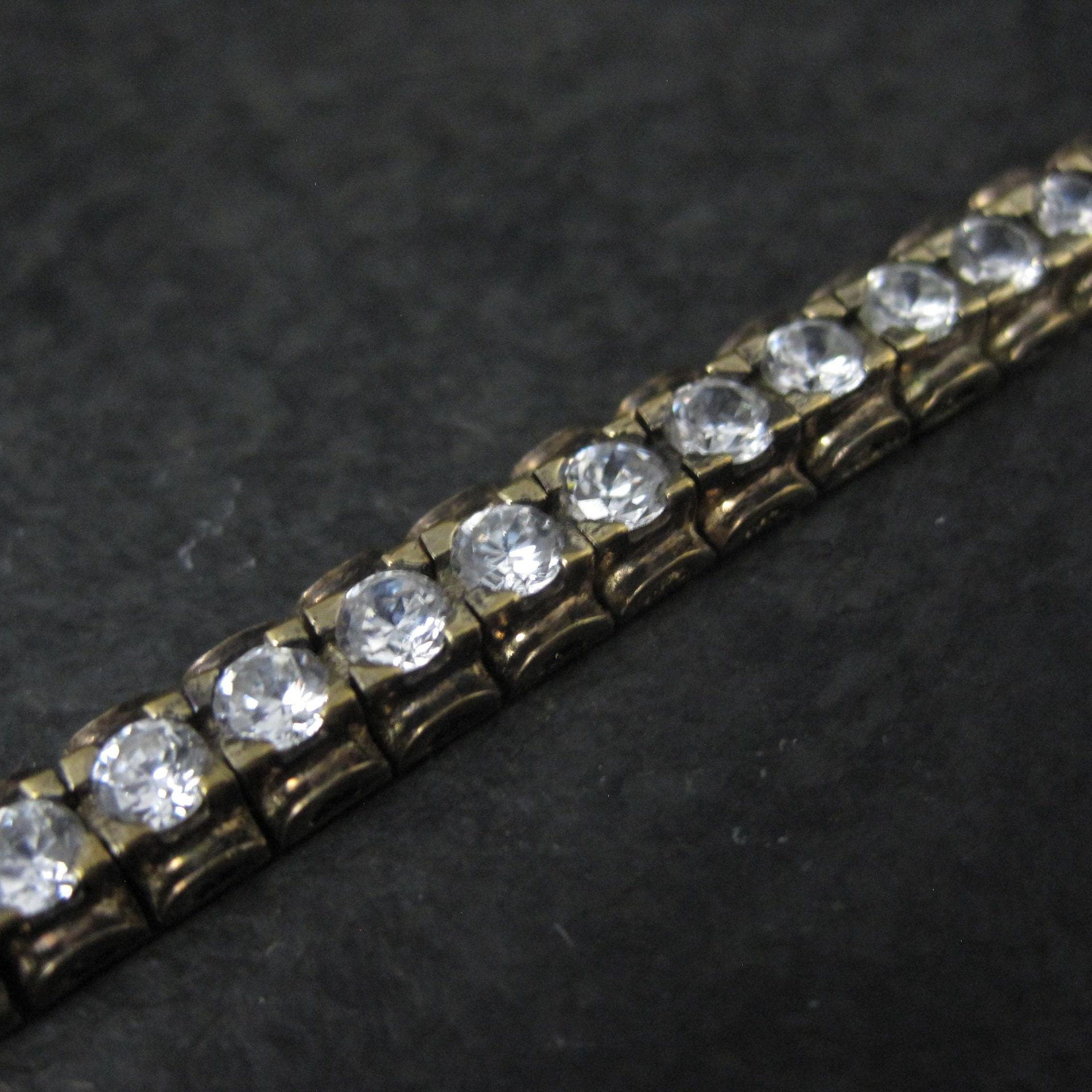 Vintage Vermeil Sterling Cz Tennis Bracelet 7 Inches