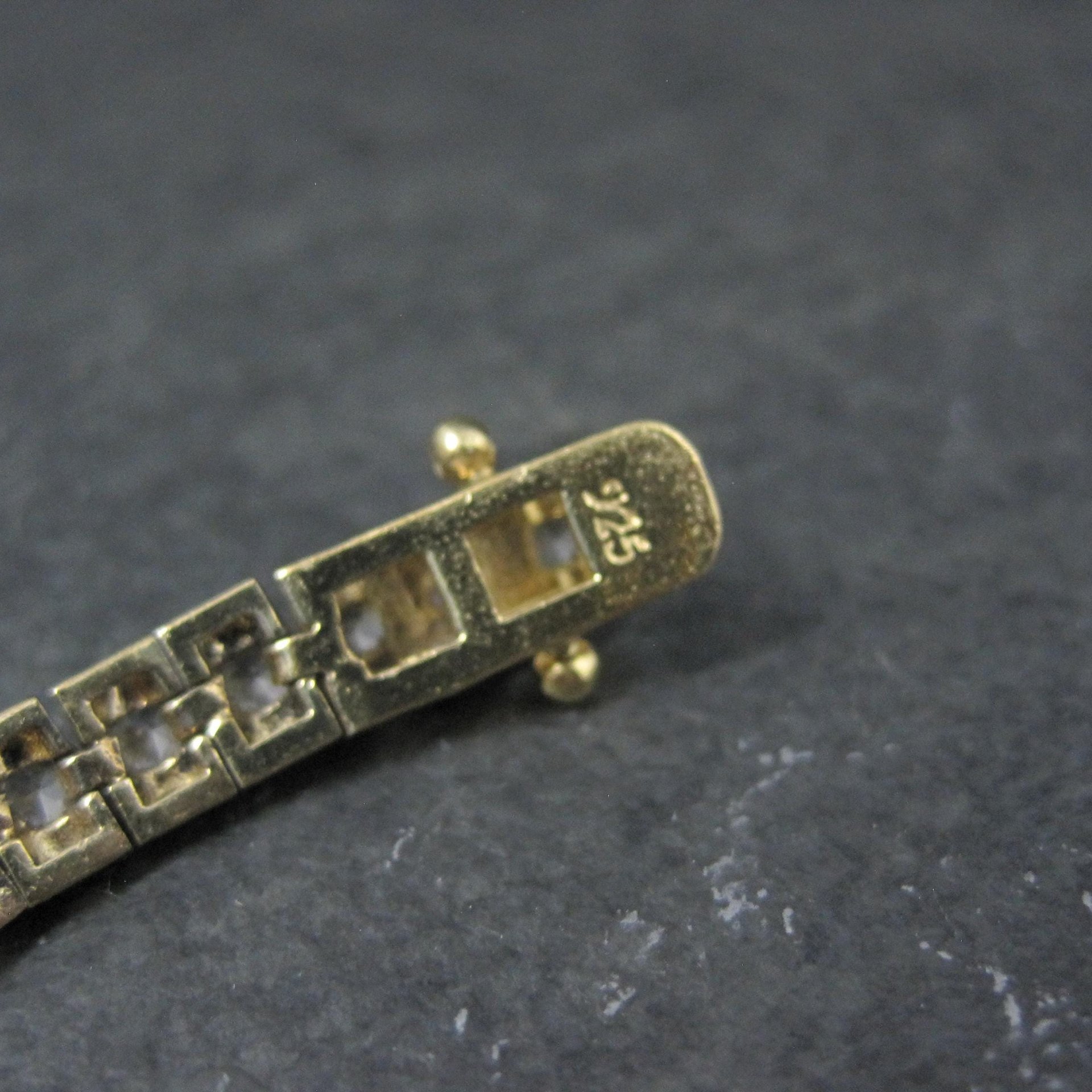 Vintage Vermeil Sterling Cz Tennis Bracelet 7 Inches