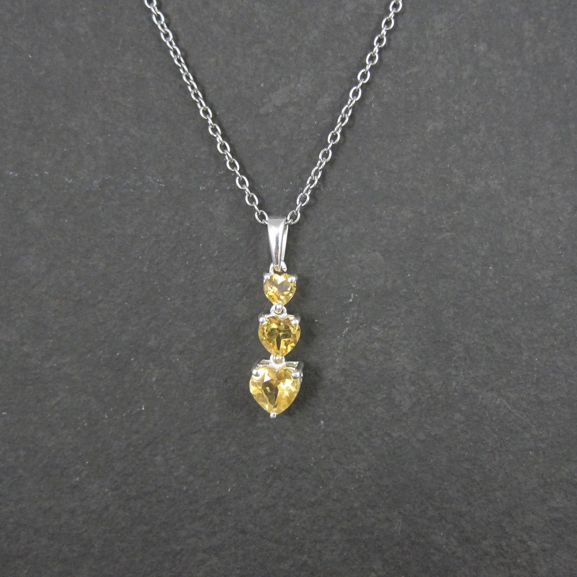 Citrine Heart Pendant Sterling Silver Estate Jewelry