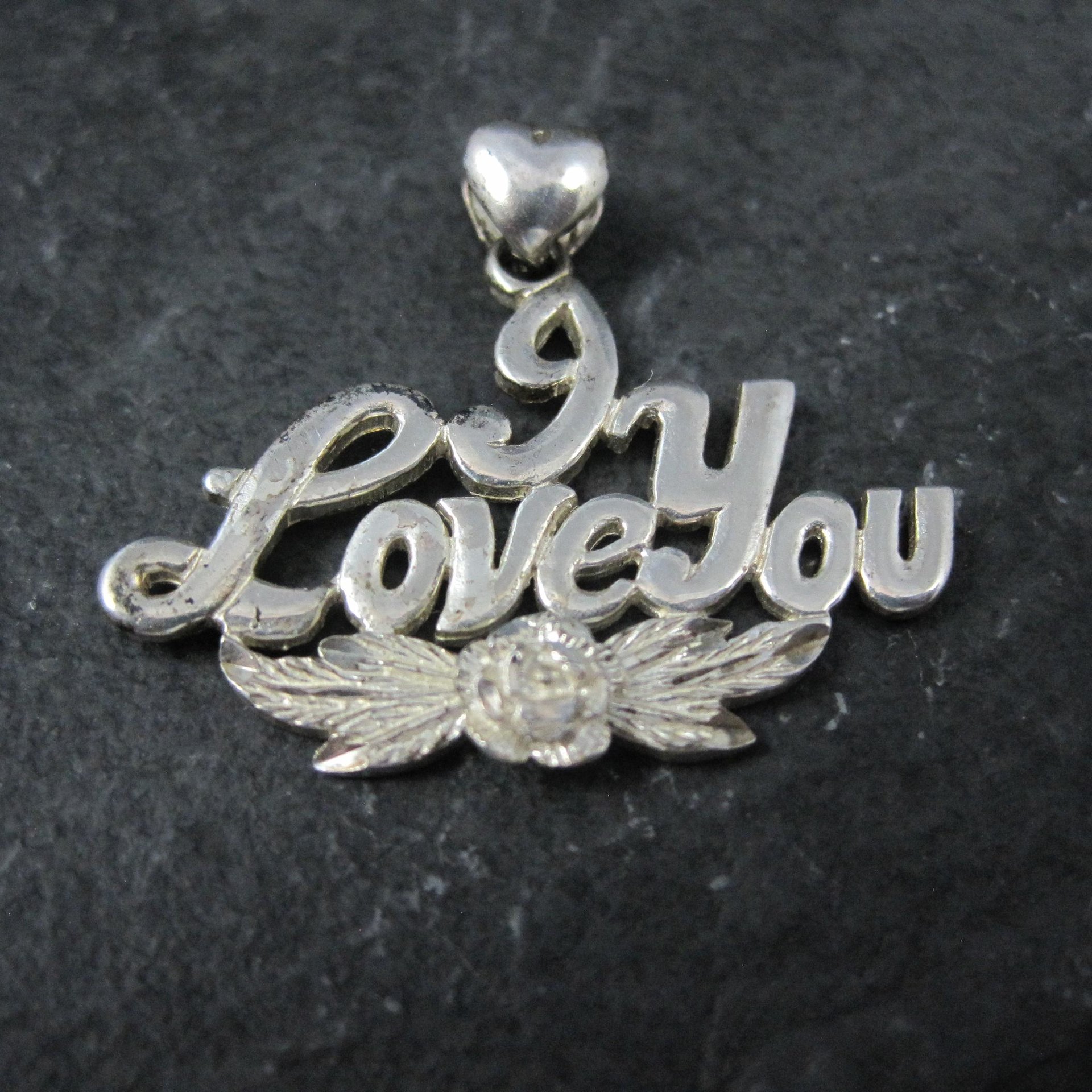 Vintage I Love You Pendant Sterling Silver