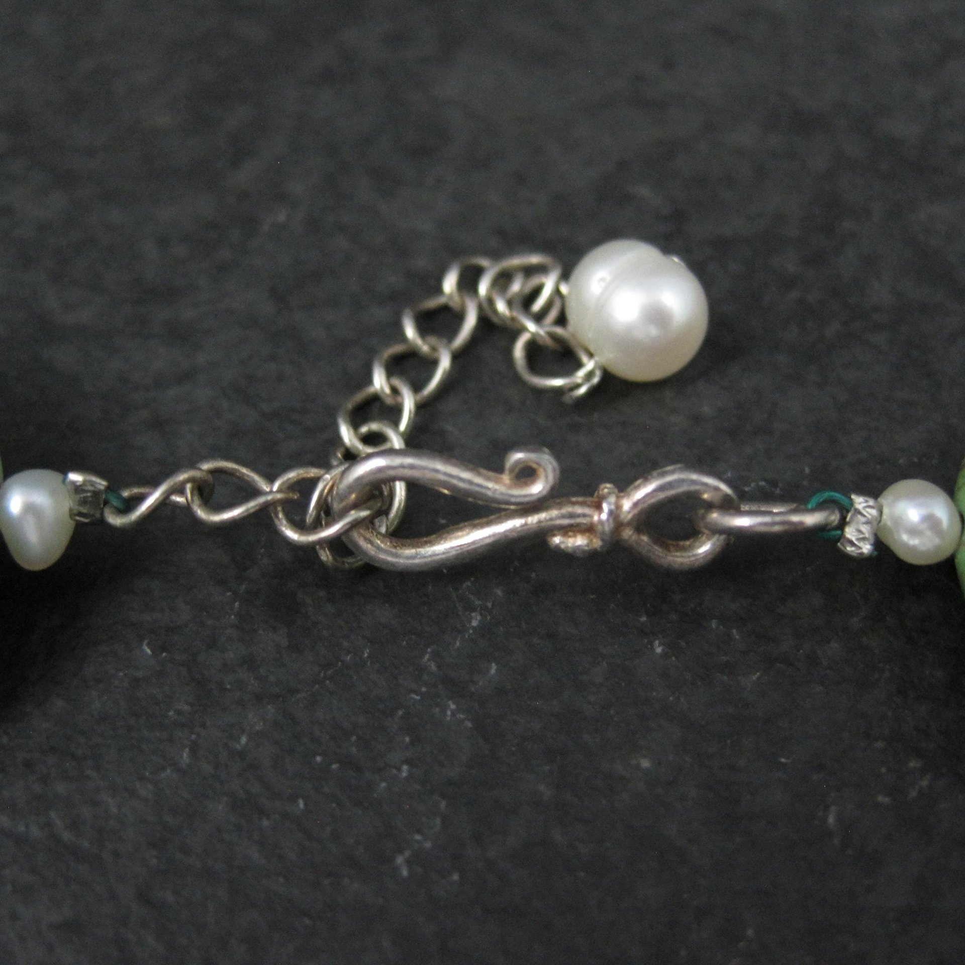 Cloud Mountain Green Turquoise and Pearl Necklace 17"