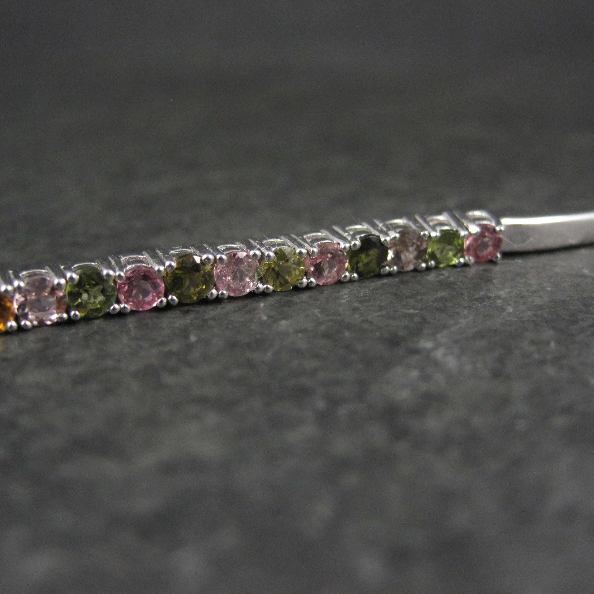 Sterling Silver Multi Colored Tourmaline Tennis Bracelet 7 Inches