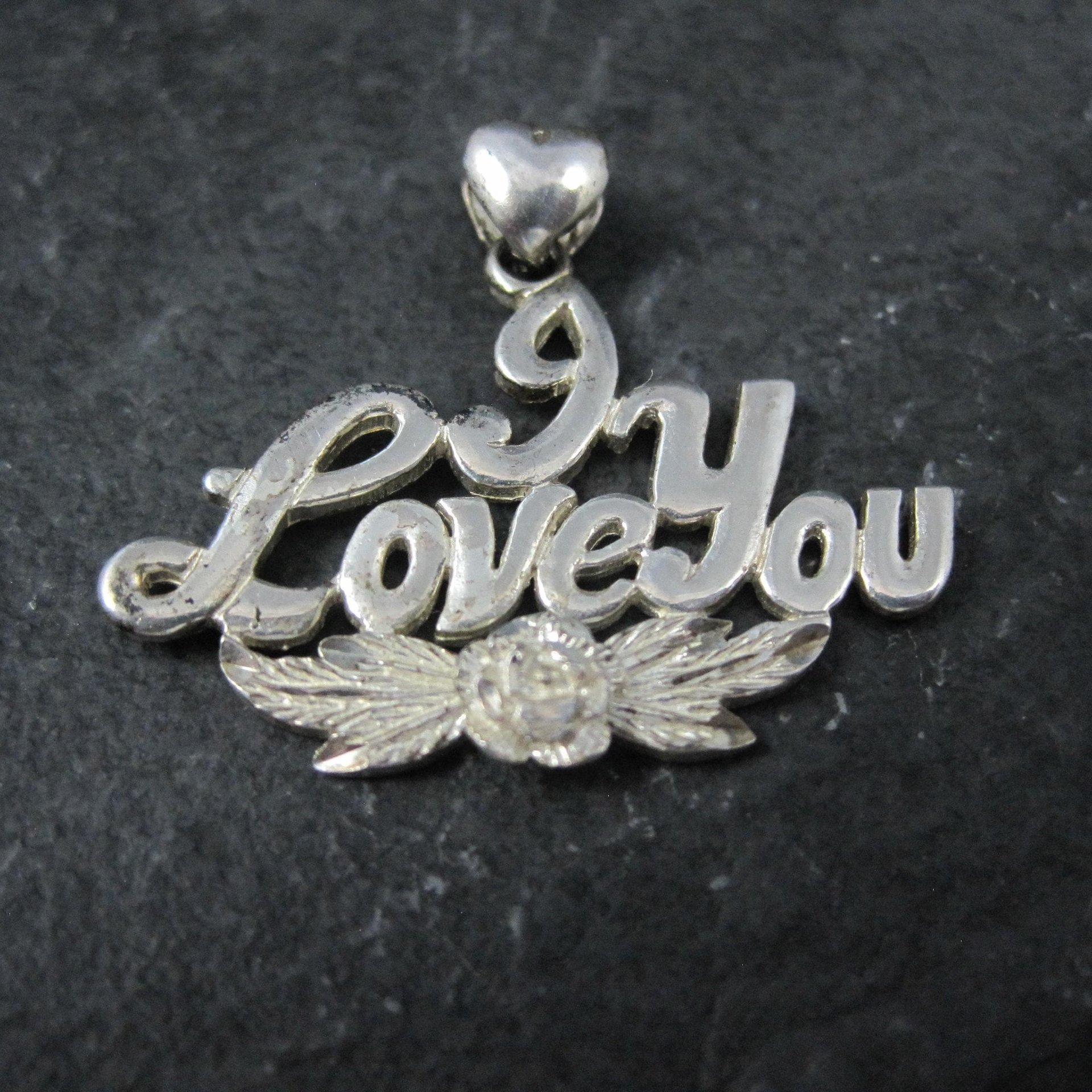 Vintage I Love You Pendant Sterling Silver