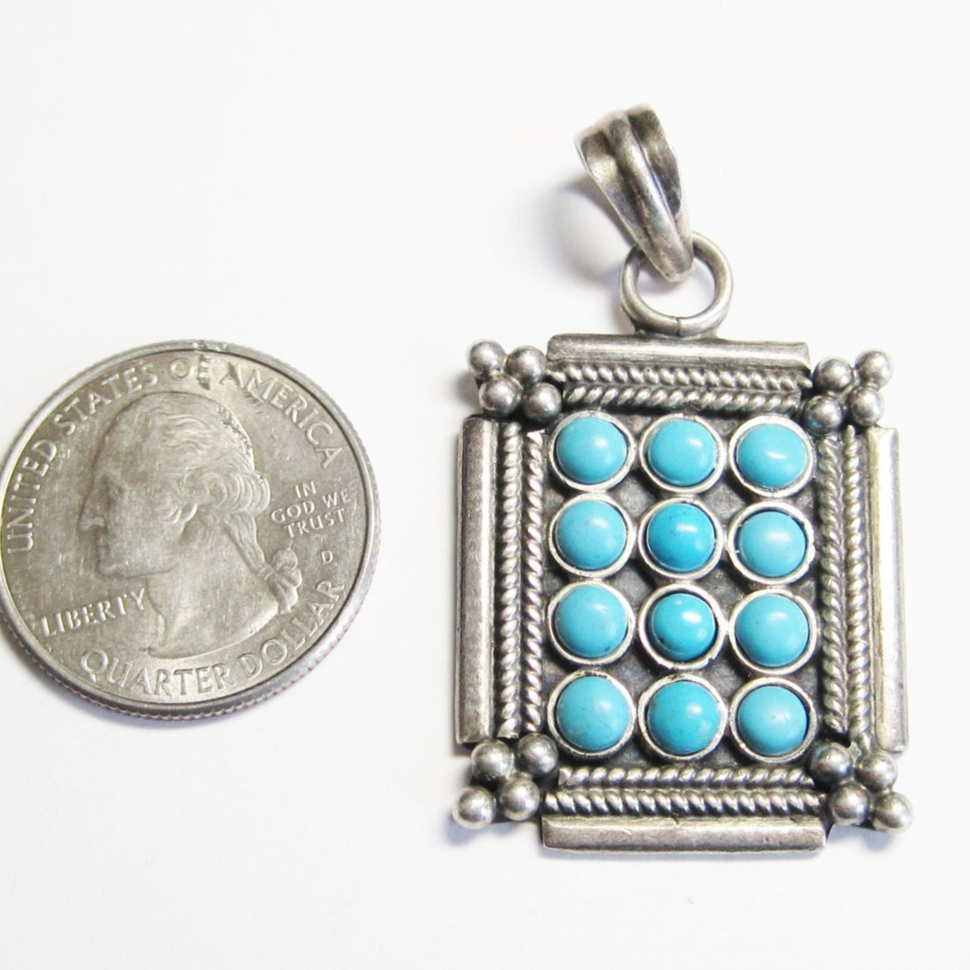 Vintage Sterling Faux Turquoise Pendant