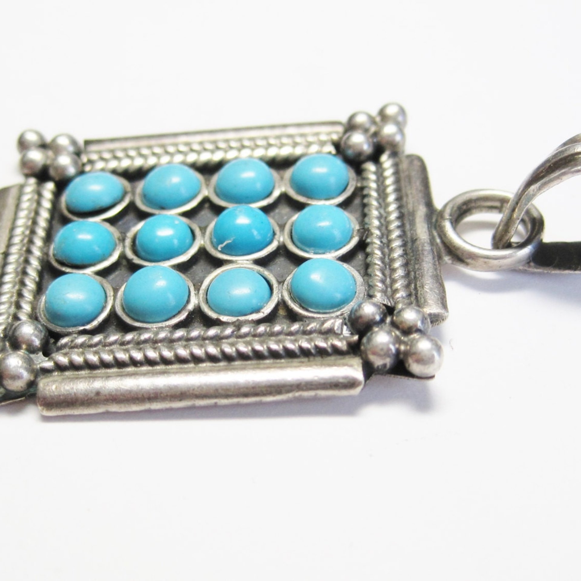 Vintage Sterling Faux Turquoise Pendant