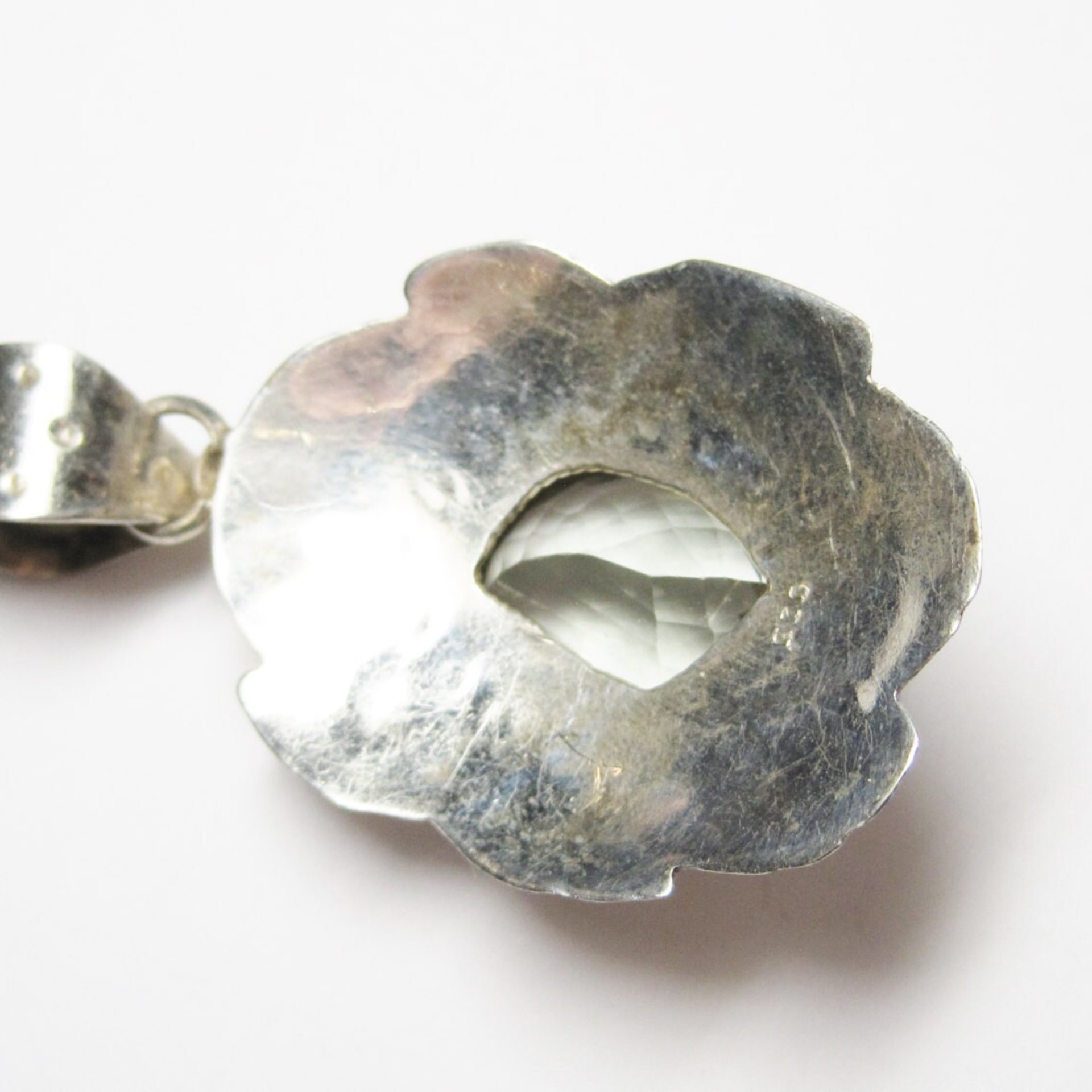 Large Vintage Sterling Green Amethyst Pendant