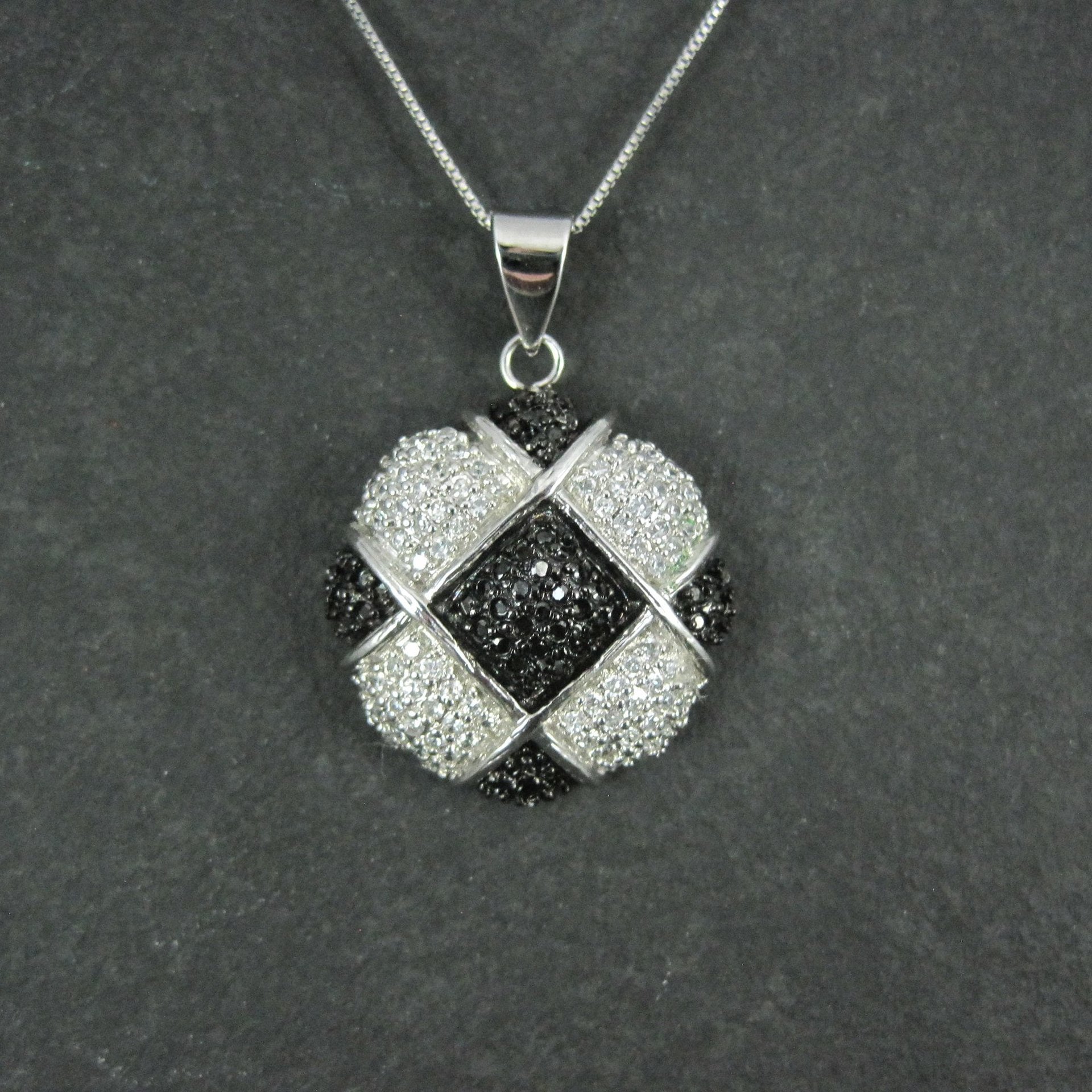 Sterling Silver Black & White Pendant Necklace