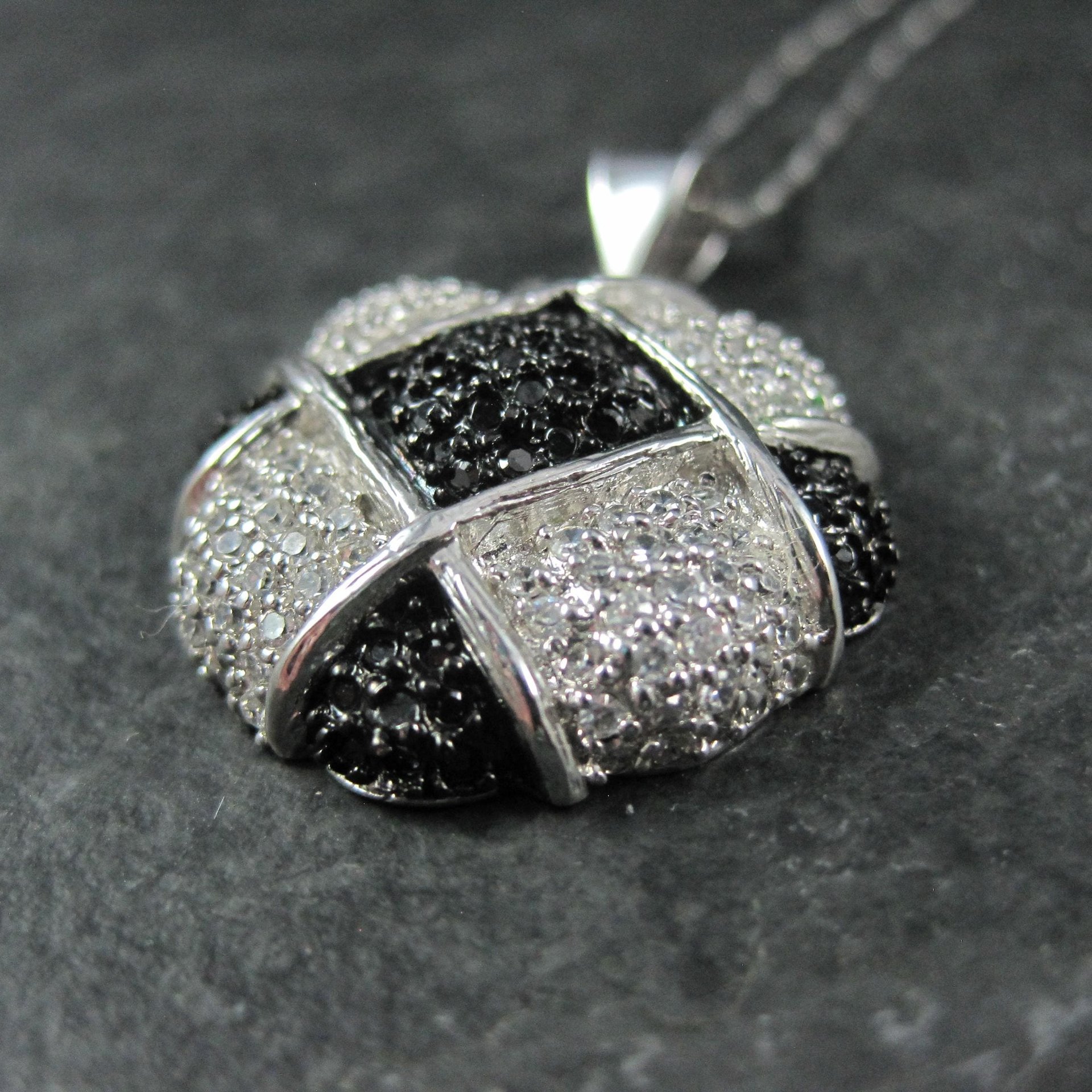 Sterling Silver Black & White Pendant Necklace