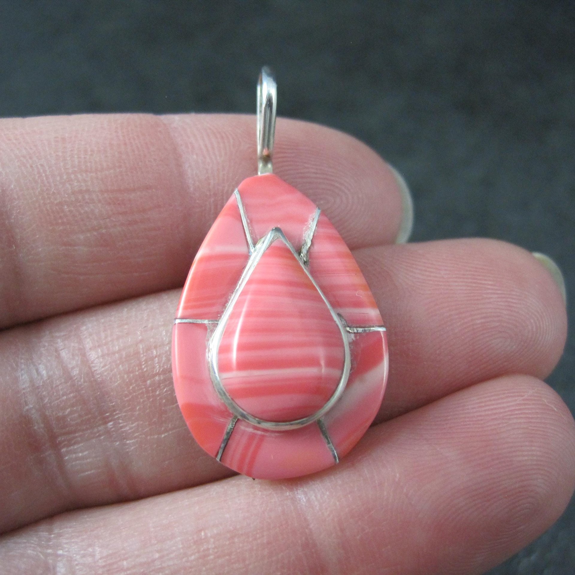Southwestern Sterling Pink Inlay Pendant