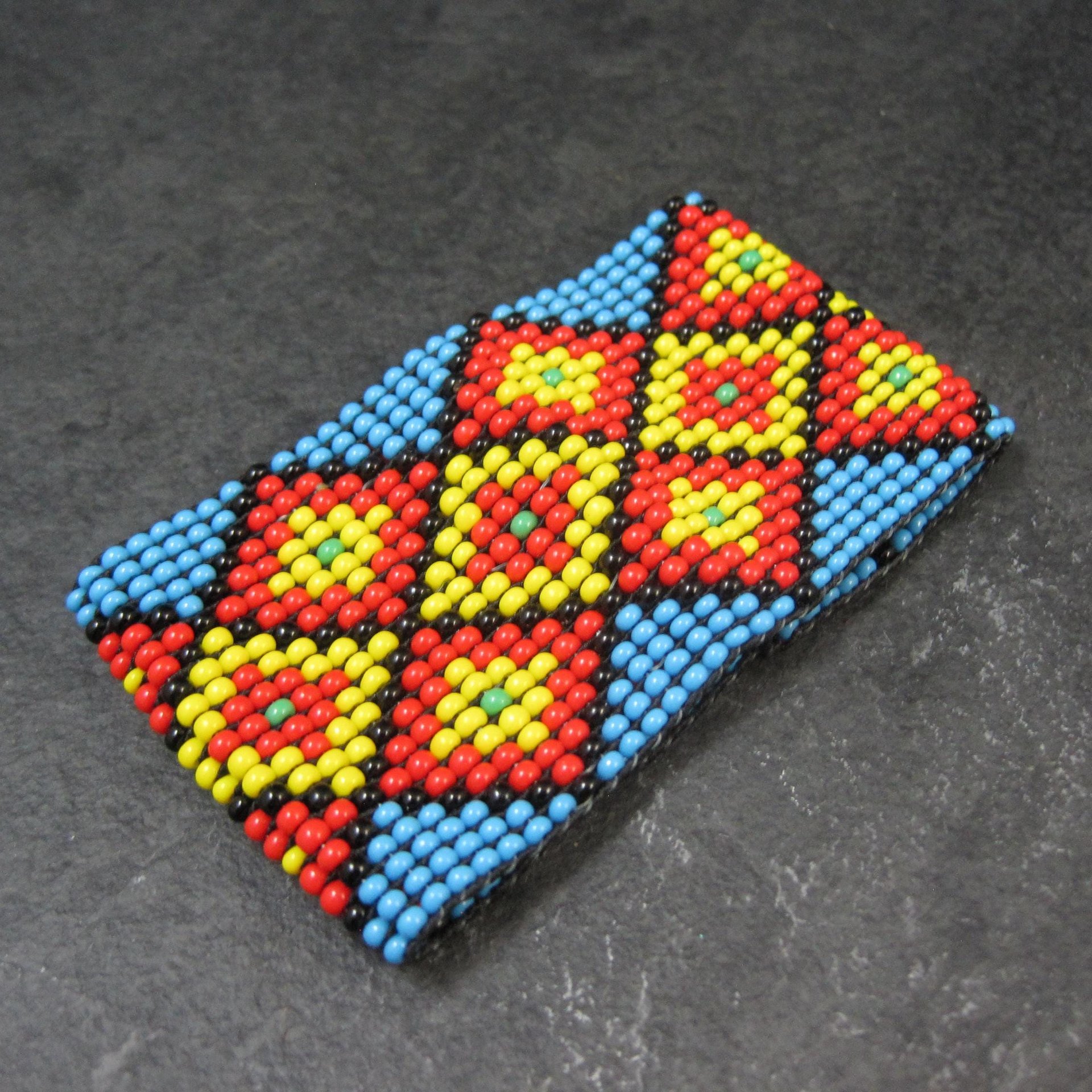 Vintage Beaded Stretchy Loom Bracelet 6 Inches