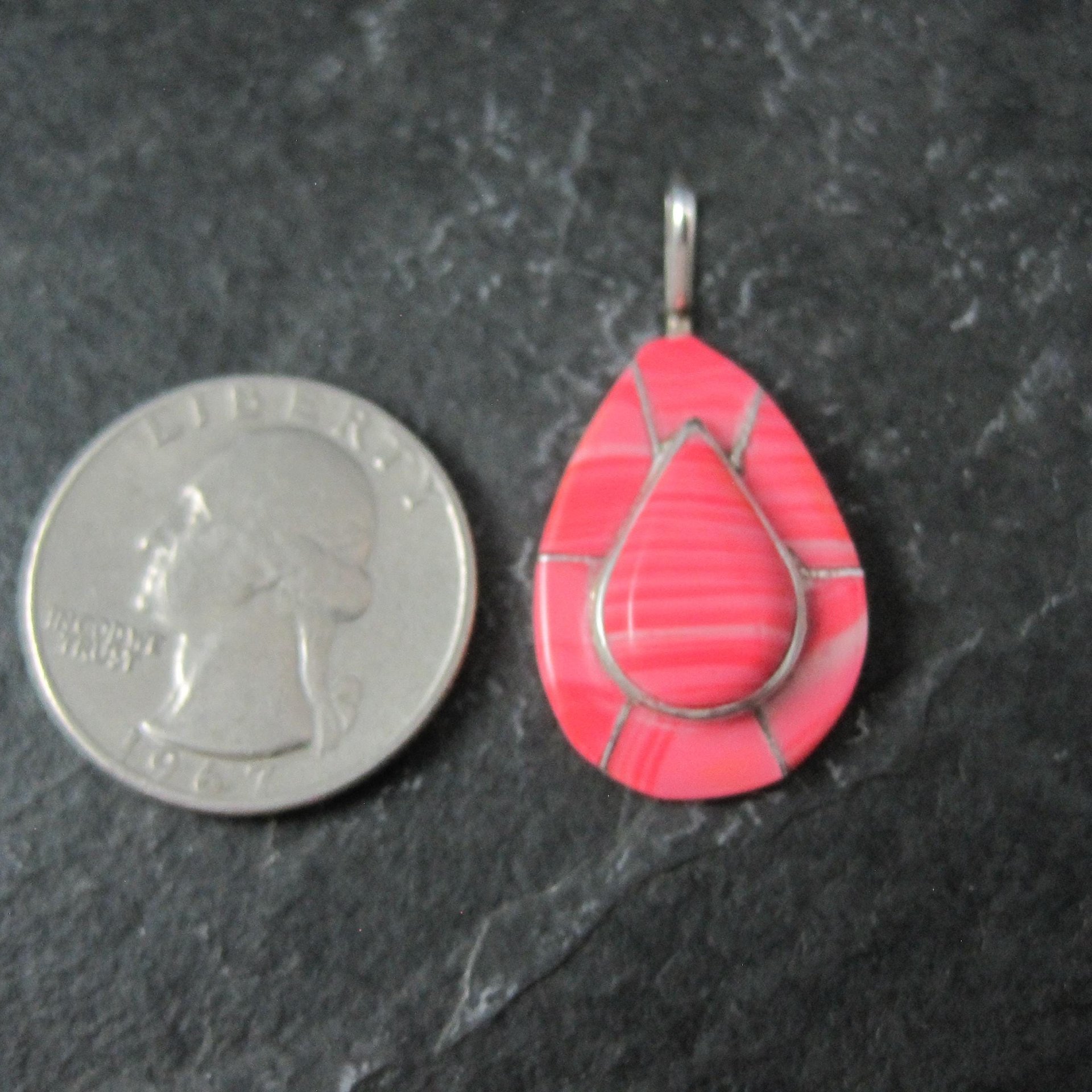 Southwestern Sterling Pink Inlay Pendant